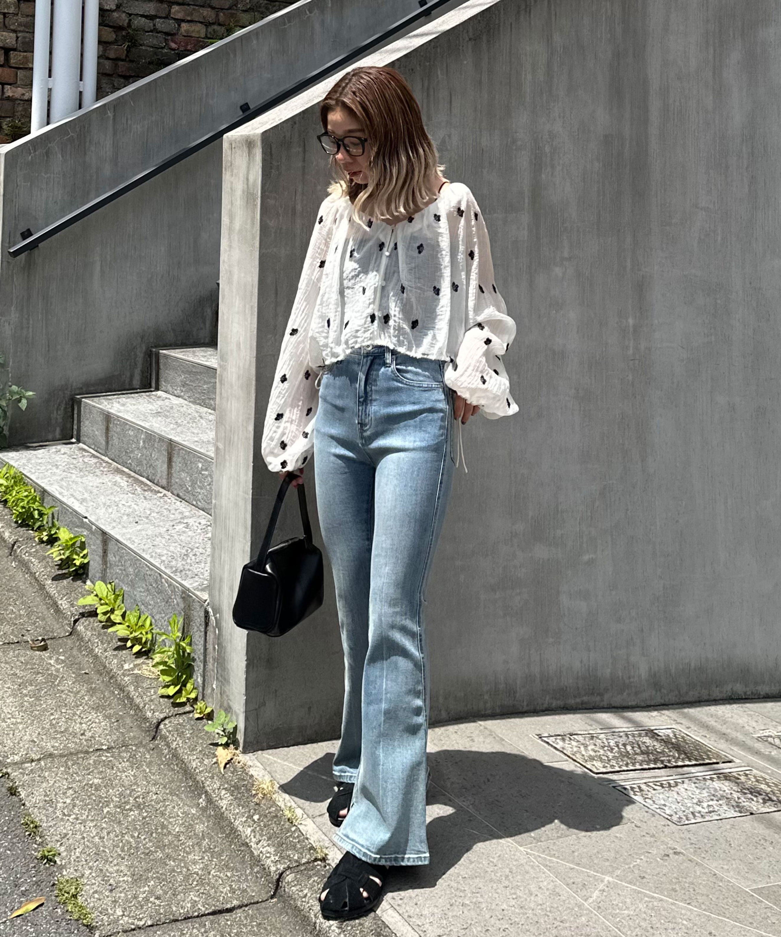  「[低身長サイズ/Sシリーズ]内スリットベルボトムデニムパンツ」|その他|