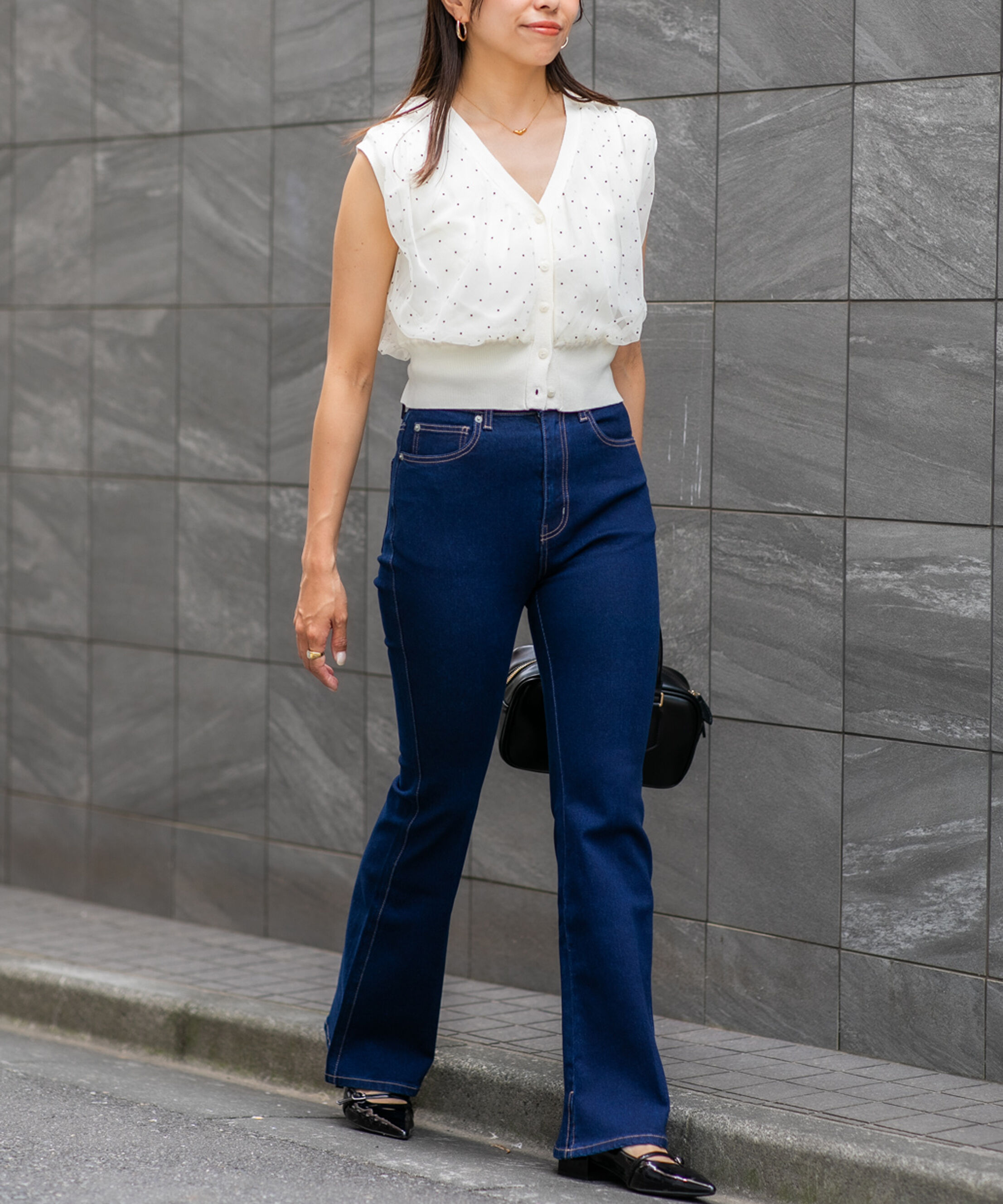  「[低身長サイズ/Sシリーズ]内スリットベルボトムデニムパンツ」|その他|