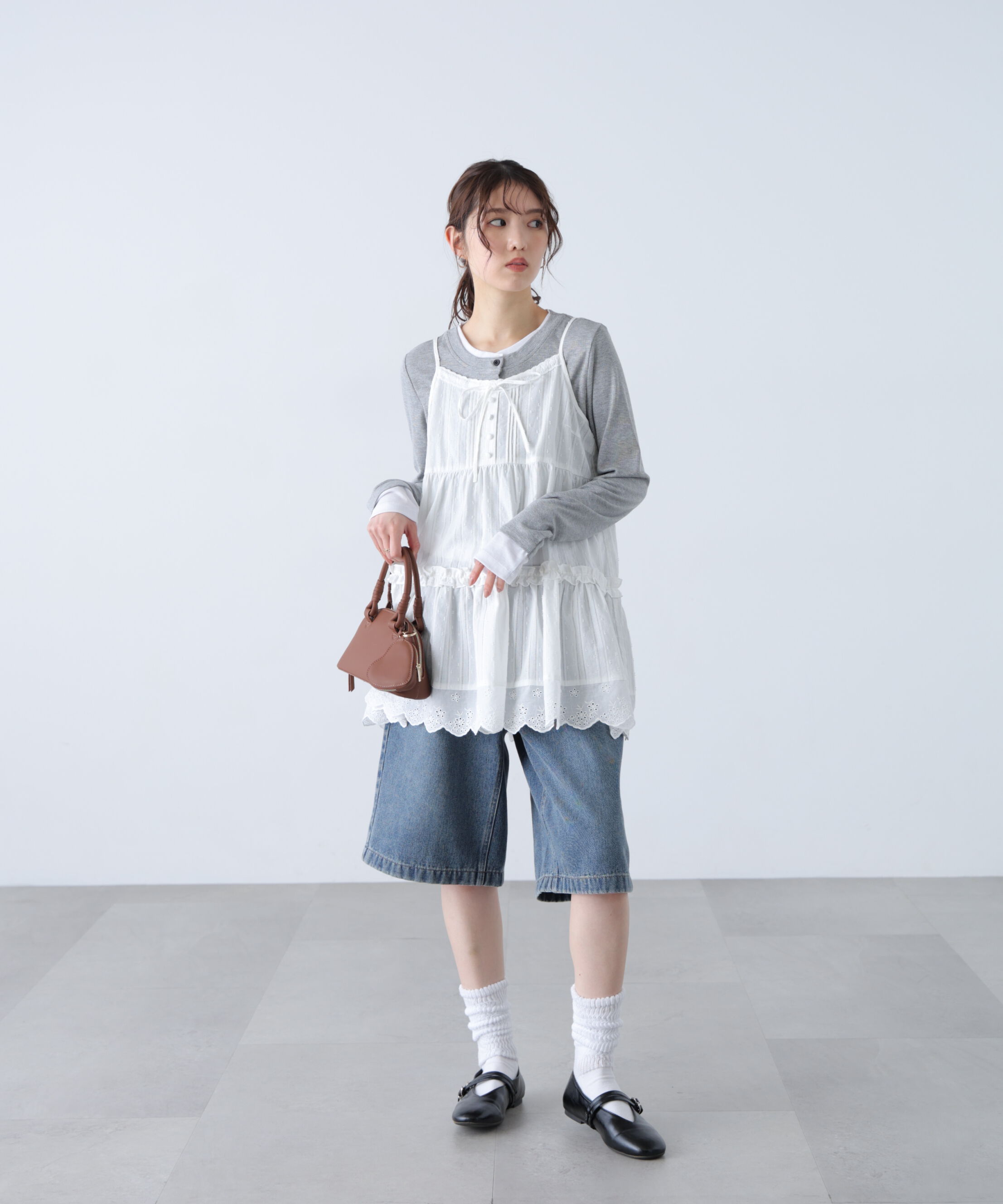  「コットンティアードミニワンピース」|ワンピース|