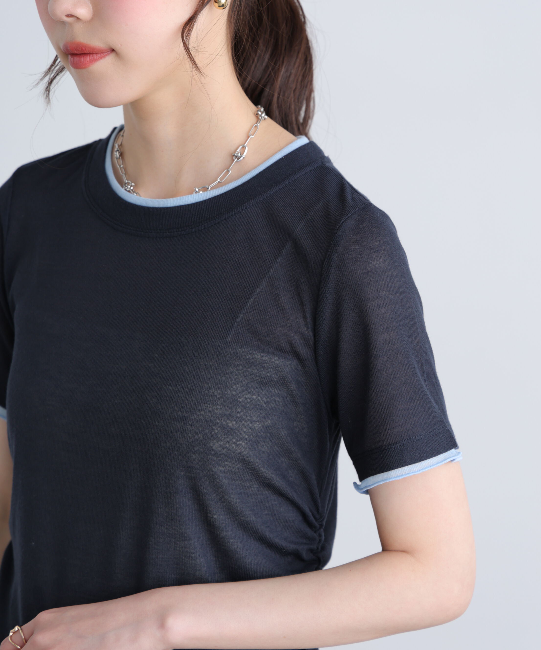  「レイヤード風半袖カットソー」|Tシャツ・カットソー|