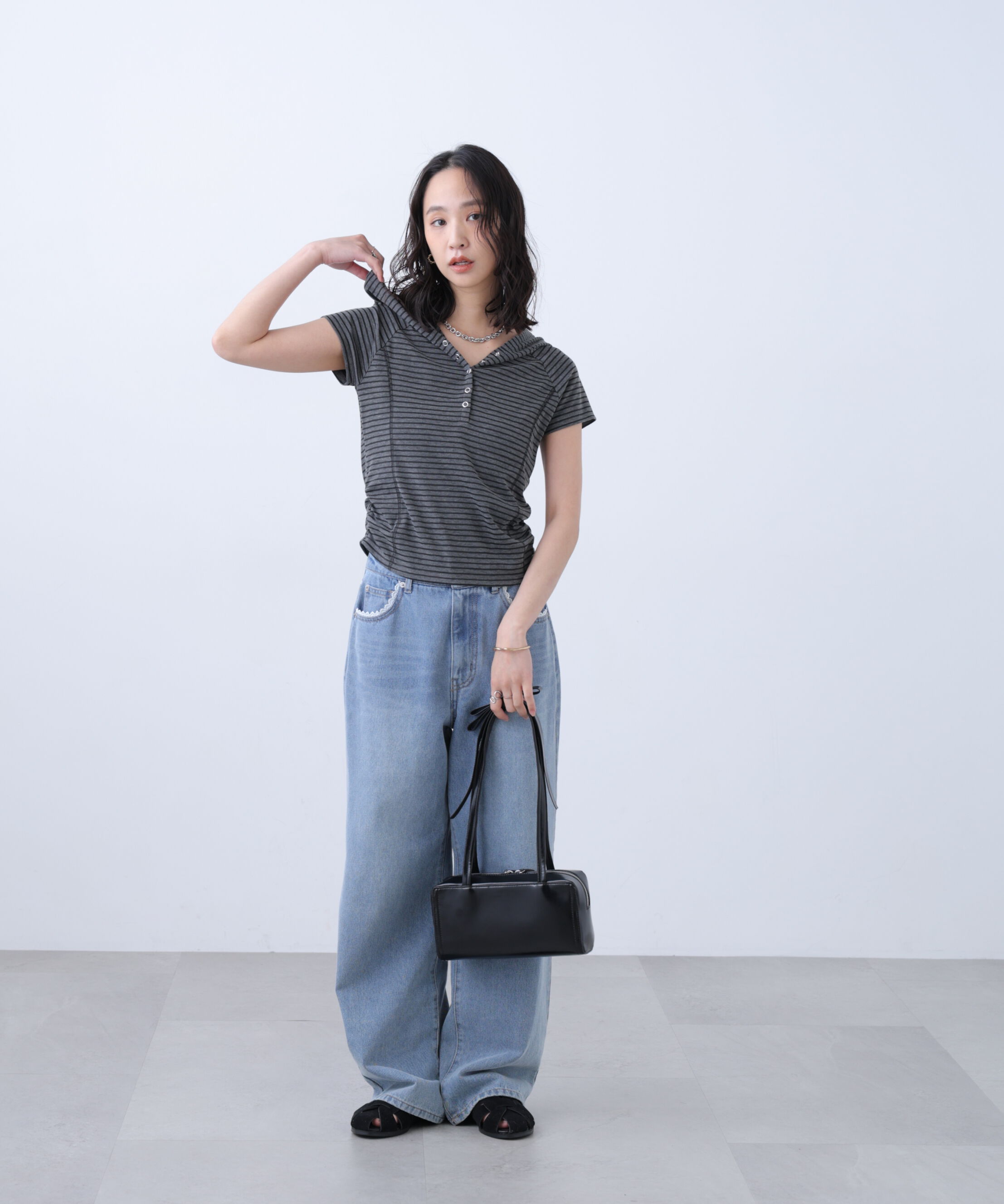  「スキッパー半袖カットソーフーディー」|Tシャツ・カットソー|