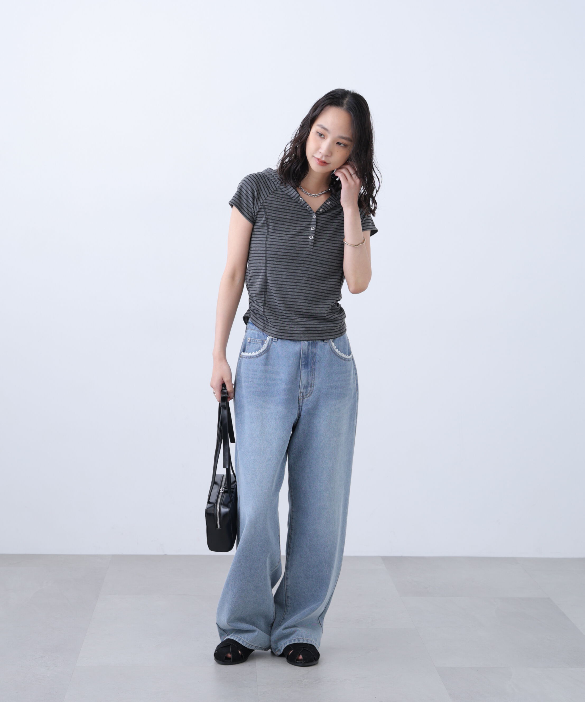  「スキッパー半袖カットソーフーディー」|Tシャツ・カットソー|