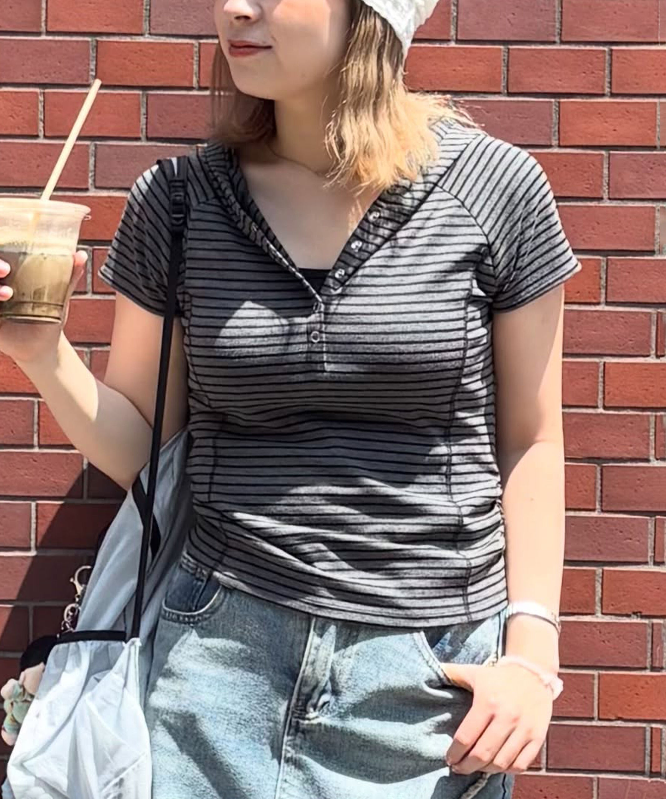  「スキッパー半袖カットソーフーディー」|Tシャツ・カットソー|