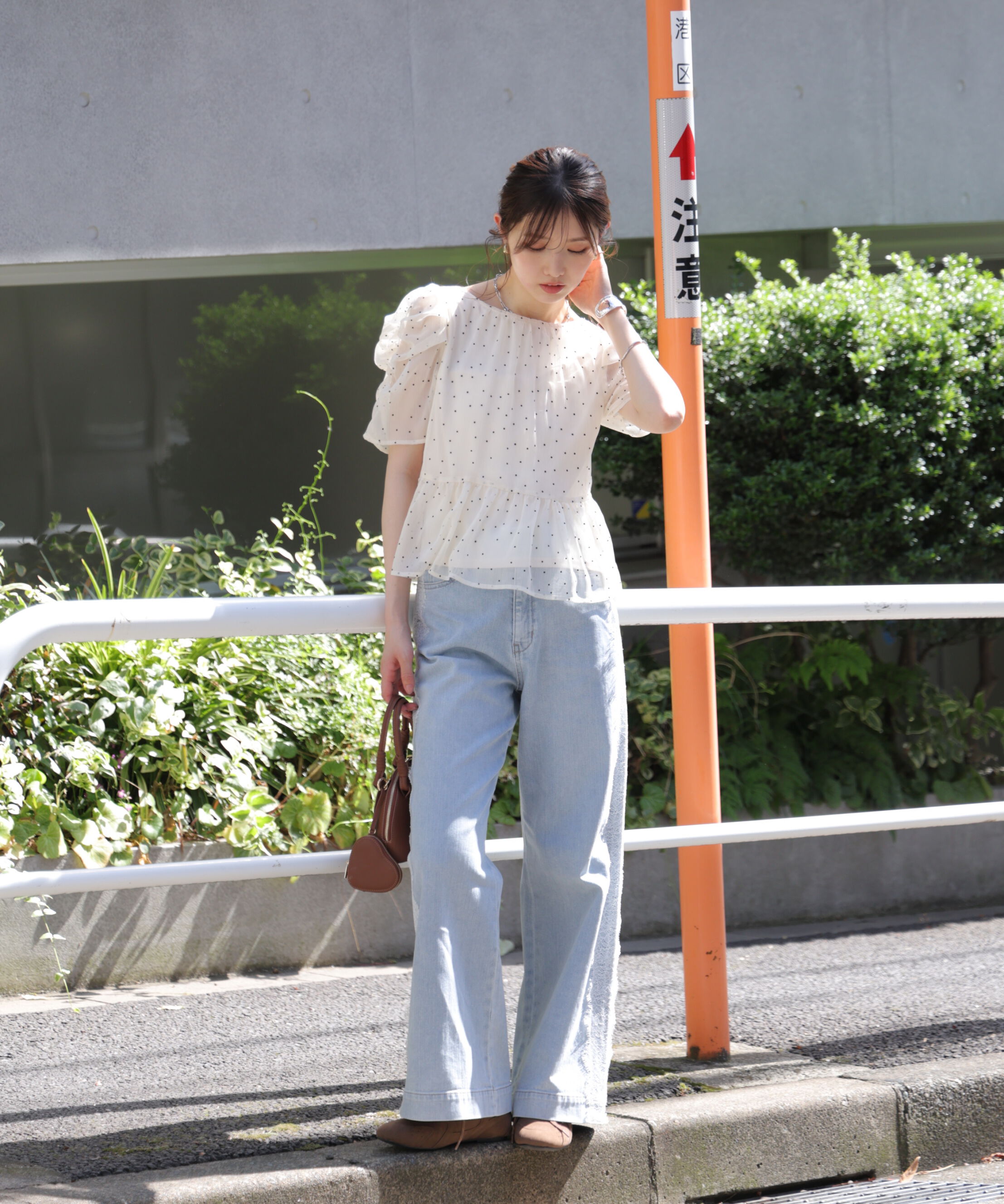  「[低身長サイズ/Sシリーズ]ベーシックワイドサイドレースデニムパンツ」|その他|