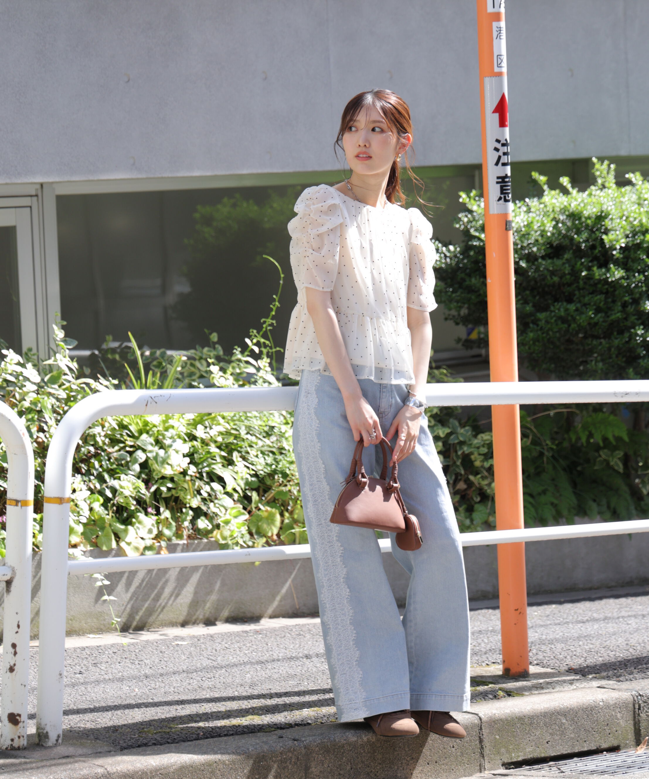  「[低身長サイズ/Sシリーズ]ベーシックワイドサイドレースデニムパンツ」|その他|