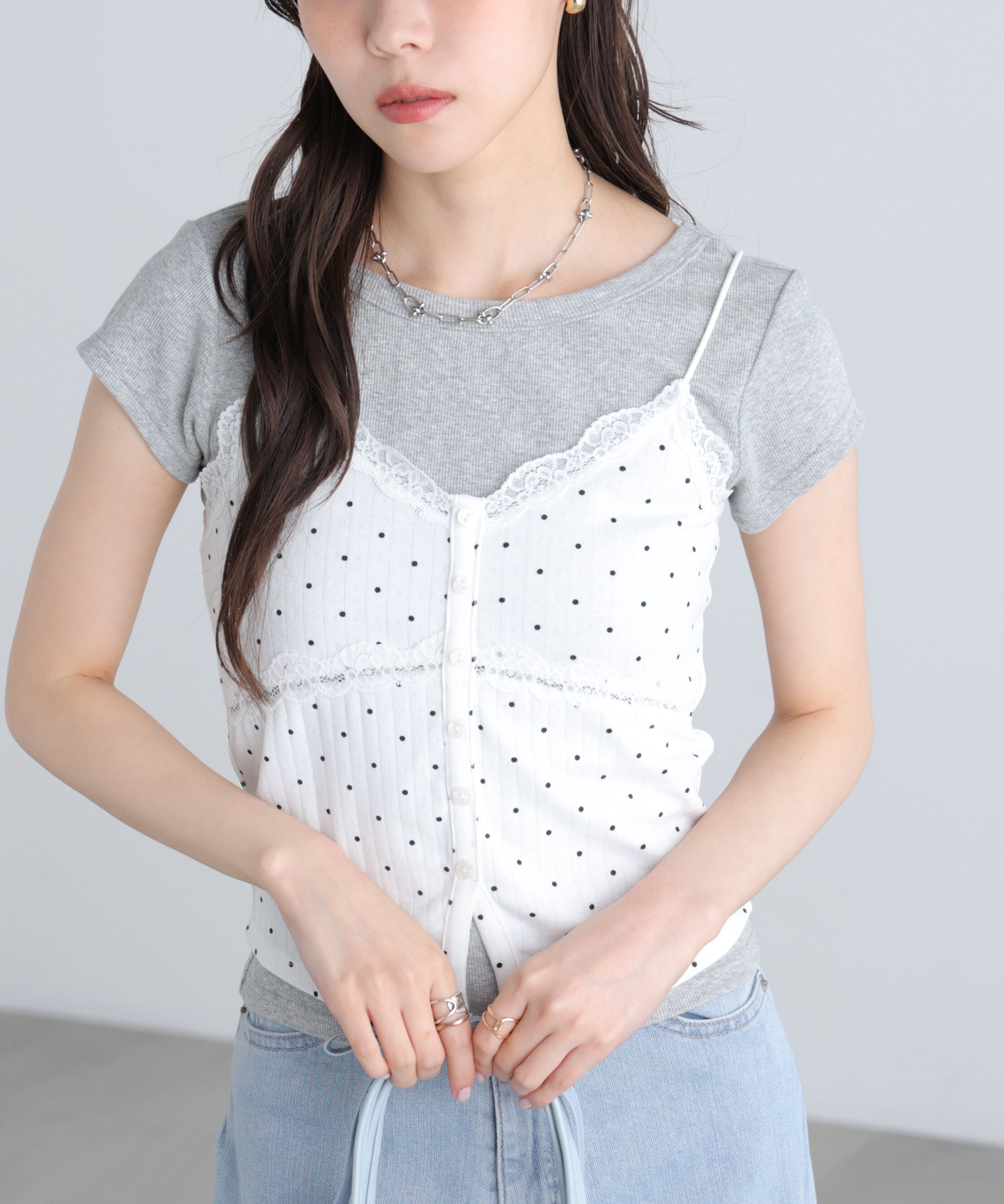  「アイレットレースキャミソール」|Tシャツ・カットソー|