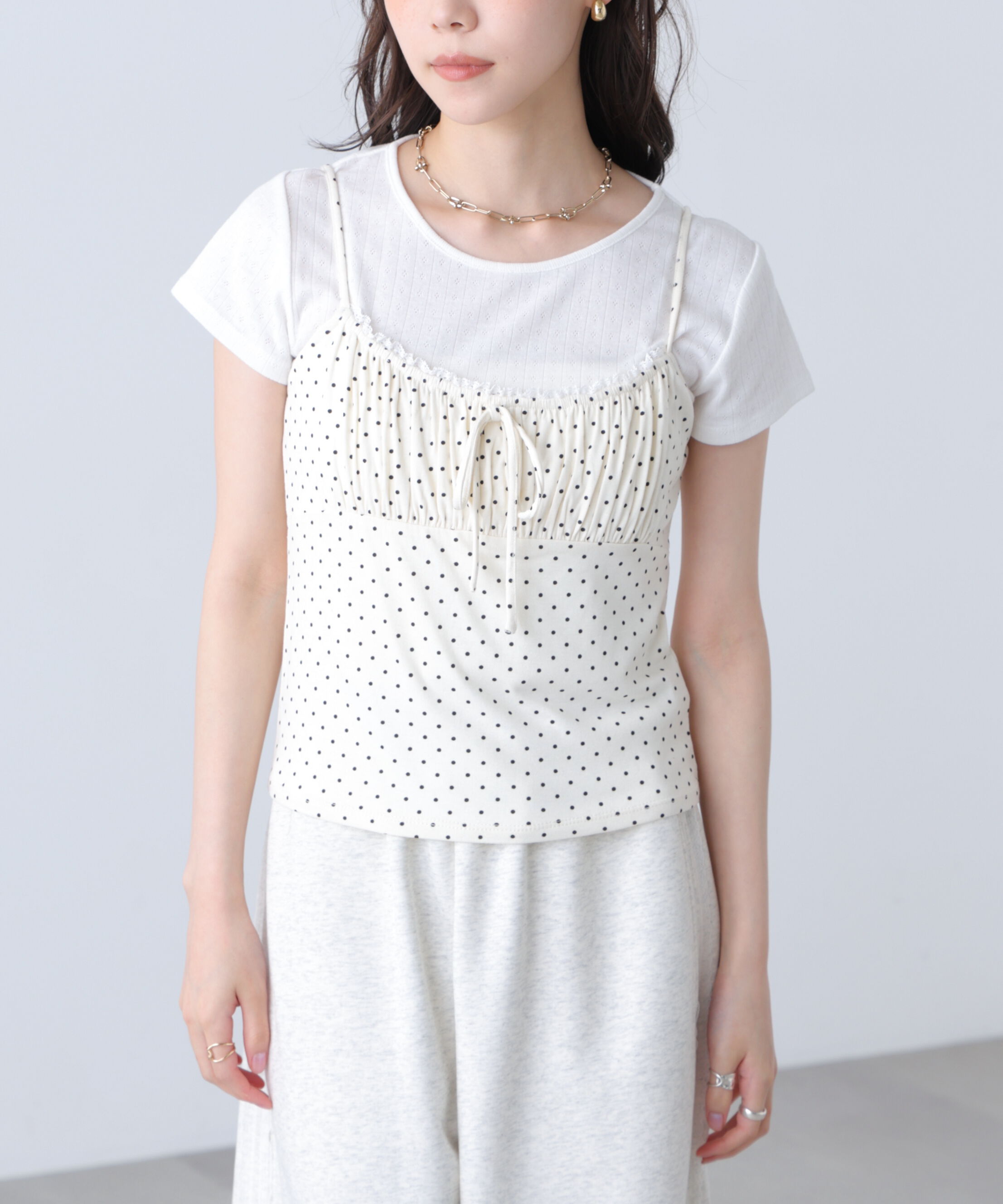  「針抜きテレコTシャツ&times;アソートキャミセット」|Tシャツ・カットソー|