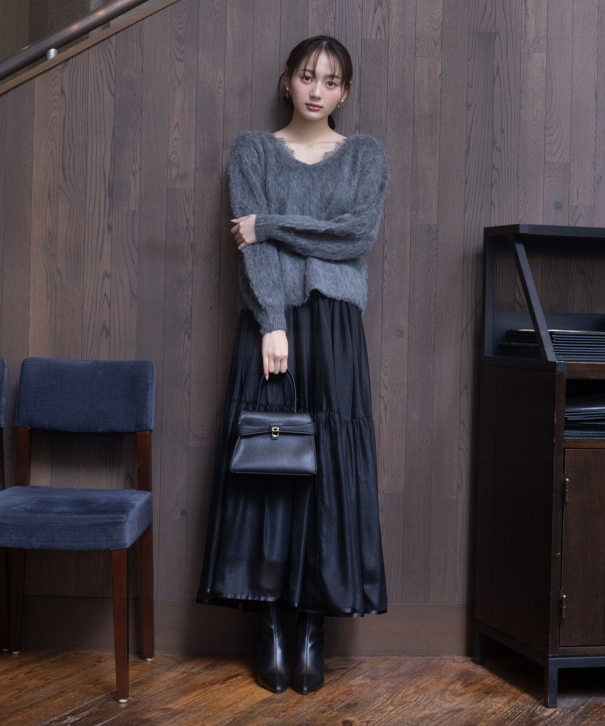 PROPORTION BODY DRESSING「襟元レースニットトップ 25AW」|ニット・セーター|