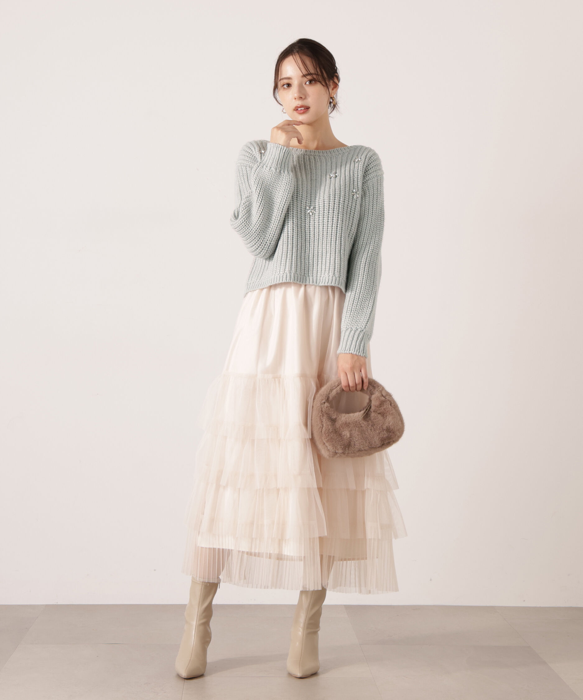 PROPORTION BODY DRESSING「部分プリーツティアードスカート　25AW」|スカート|