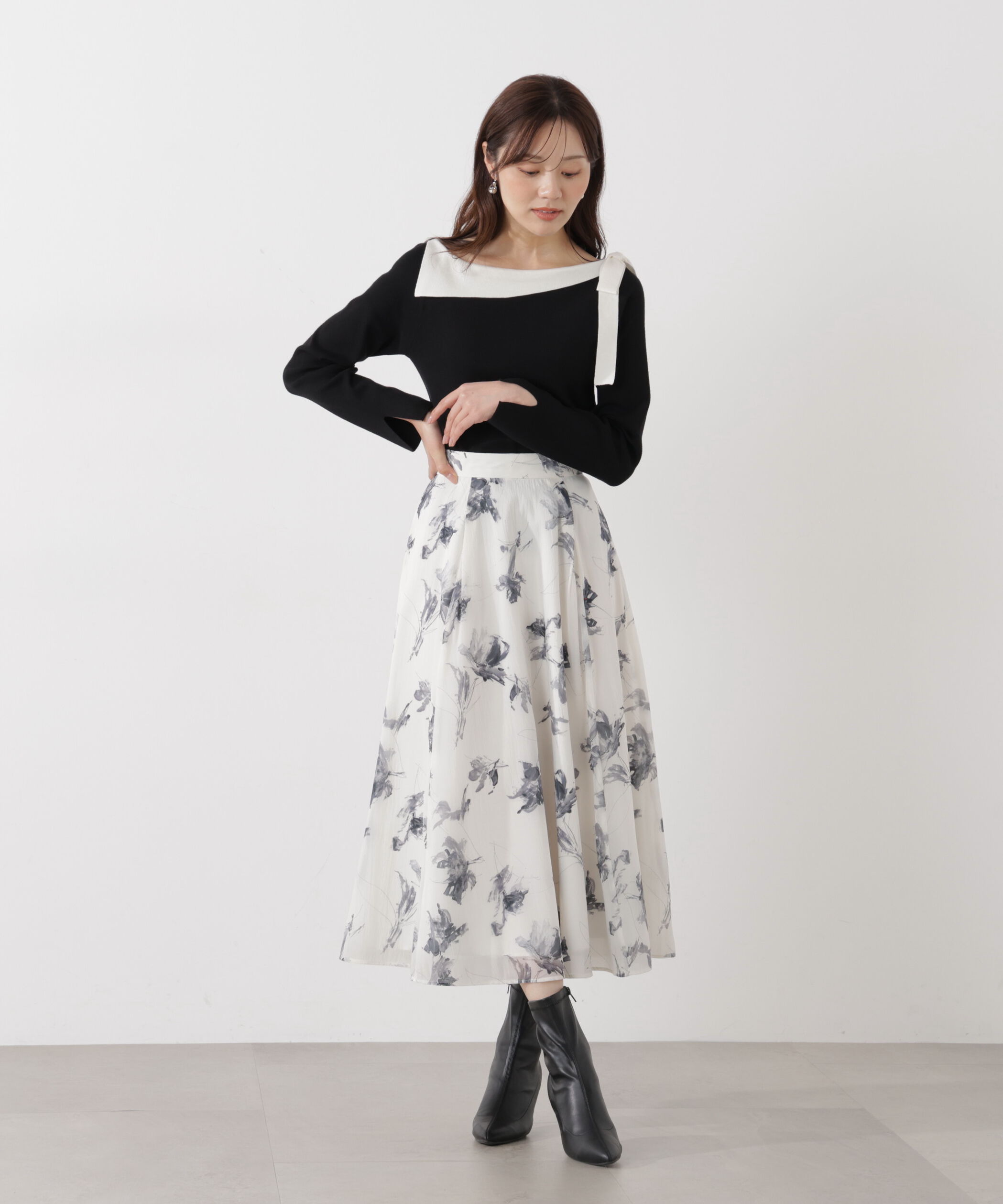 PROPORTION BODY DRESSING「＜ウォッシャブル/UV＞サイドリボン総針ニット」|ニット・セーター|