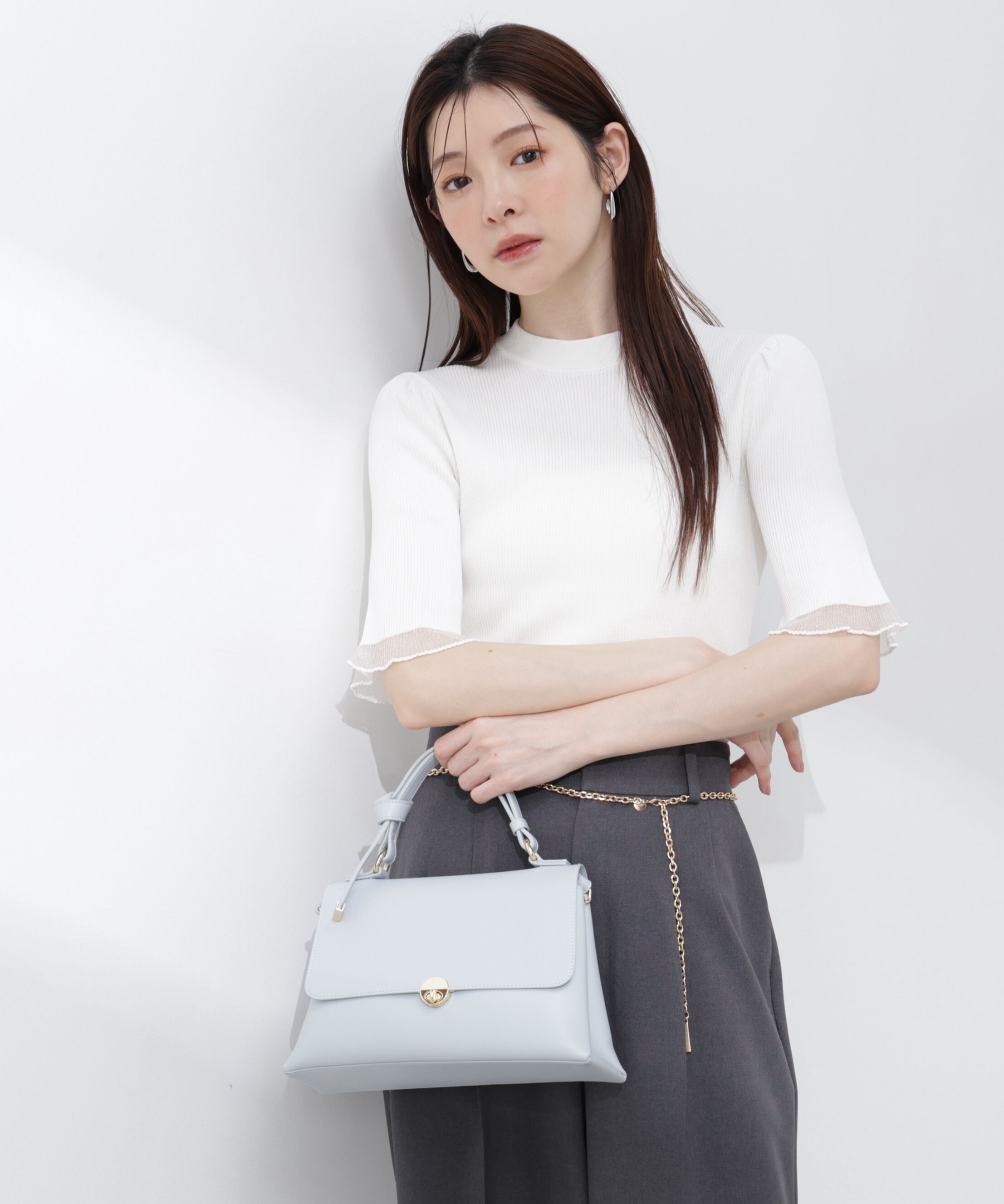 PROPORTION BODY DRESSING「部分シアー半袖ニット 26SS」|ニット・セーター|エクリュ1