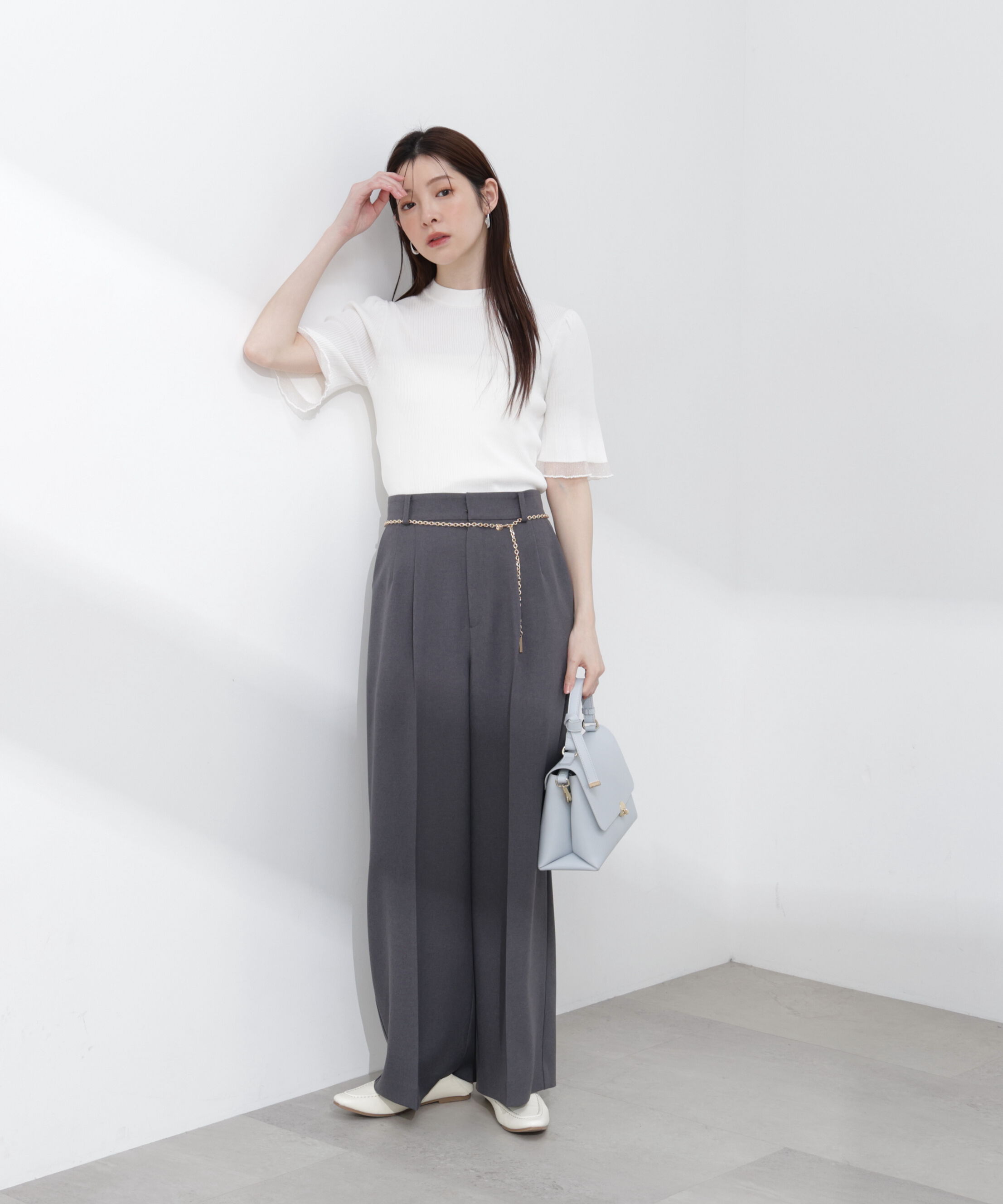 PROPORTION BODY DRESSING「部分シアー半袖ニット 26SS」|ニット・セーター|