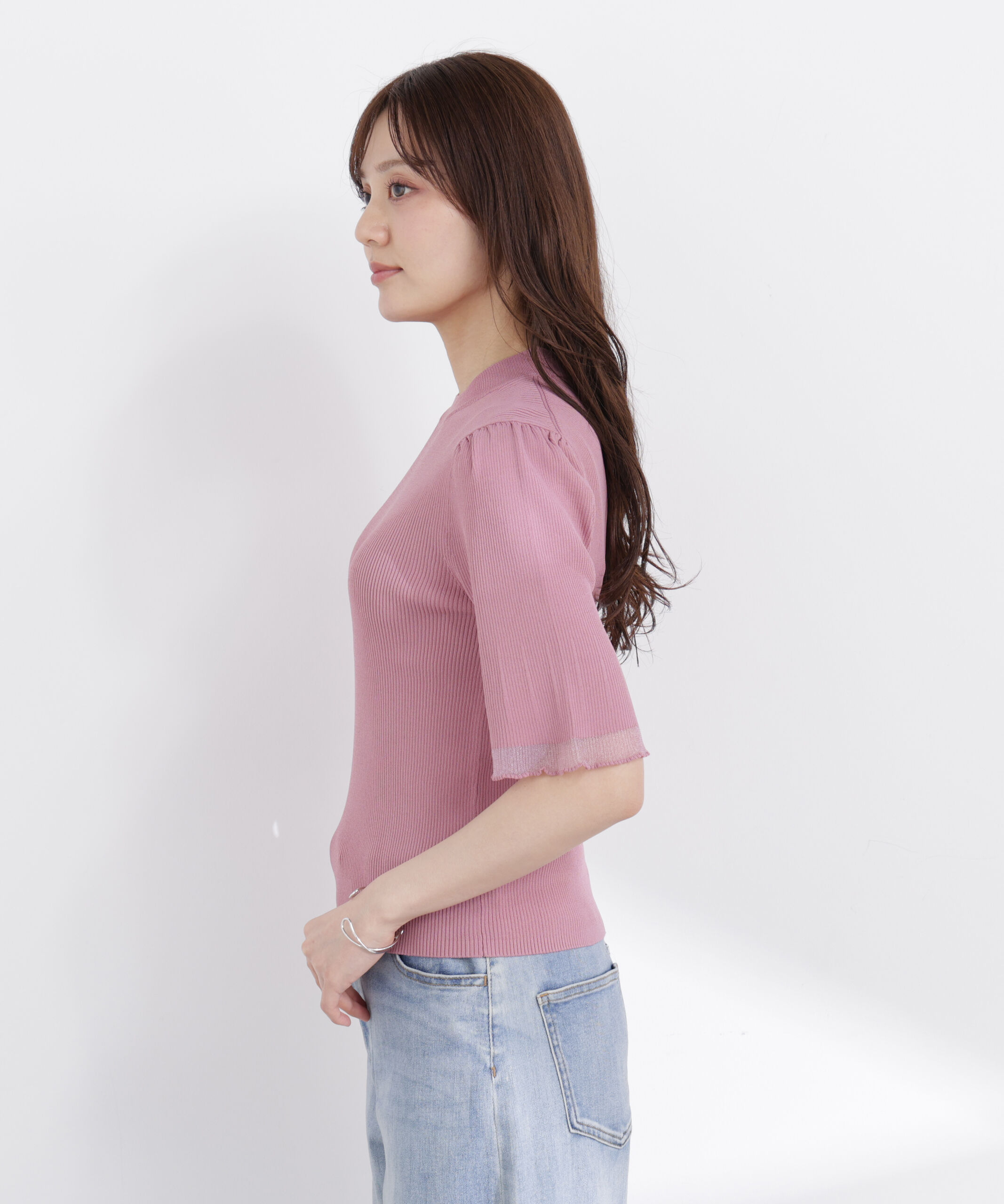 PROPORTION BODY DRESSING「部分シアー半袖ニット 26SS」|ニット・セーター|