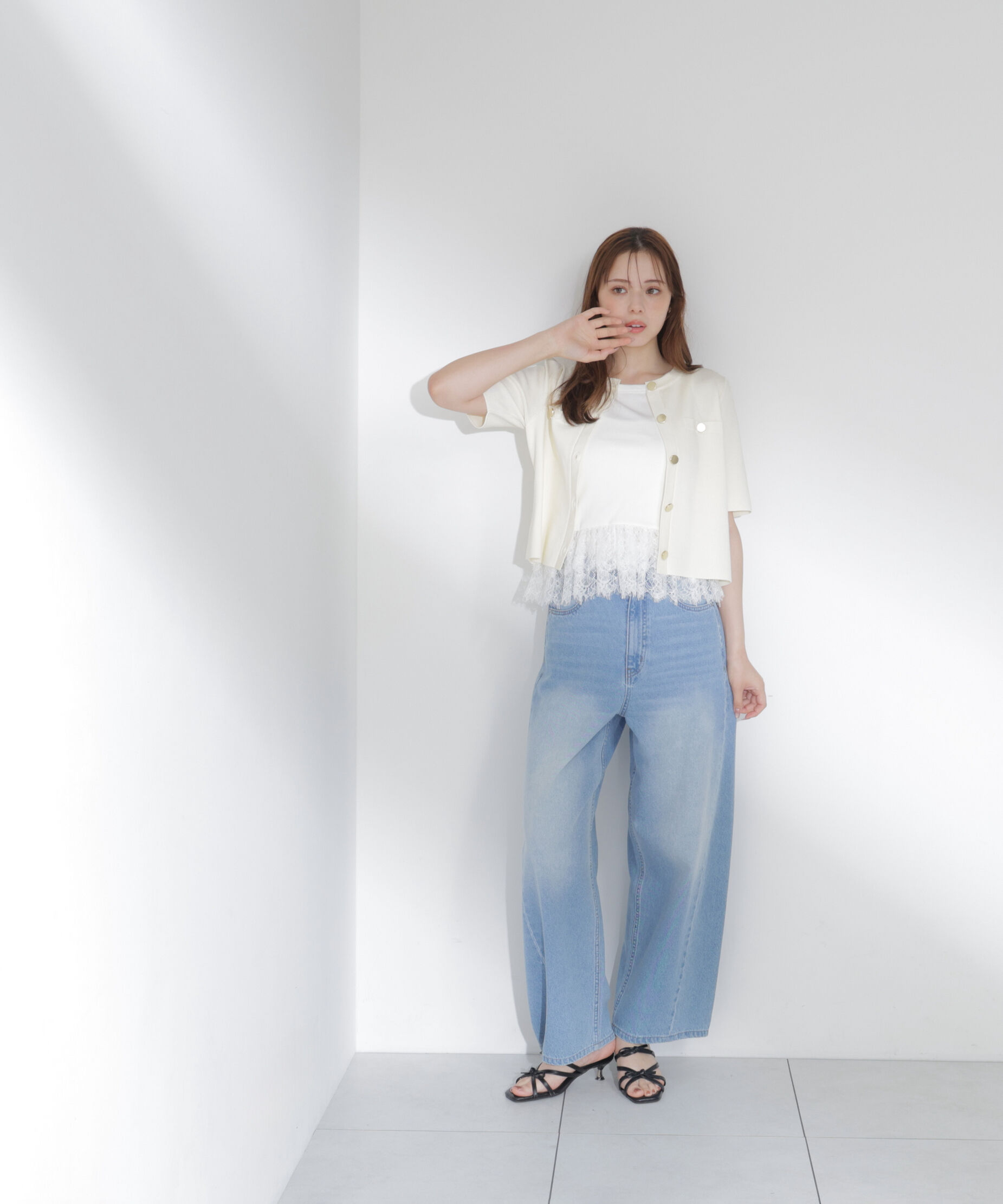 PROPORTION BODY DRESSING「＜中川紅葉さん着用＞〈a/mie〉レースペプラムタンク」|Tシャツ・カットソー|