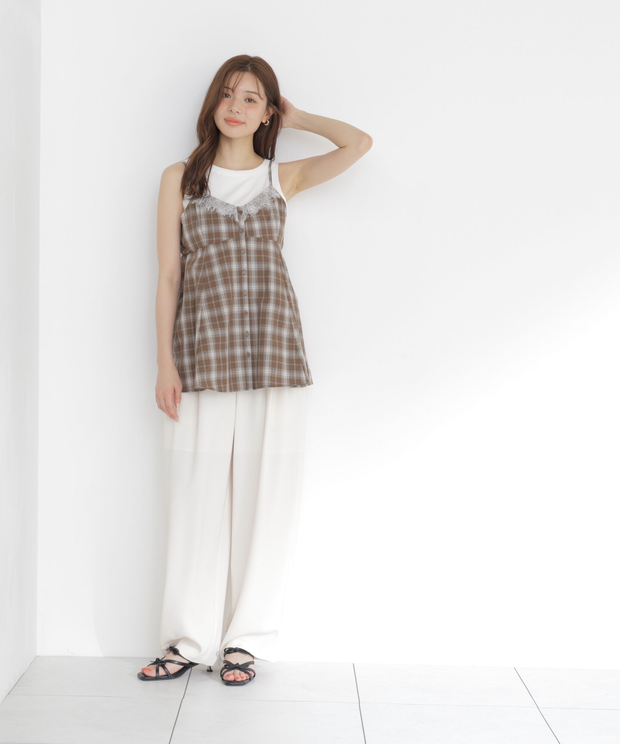 PROPORTION BODY DRESSING「＜中川紅葉さん着用＞〈a/mie〉レースペプラムタンク」|Tシャツ・カットソー|