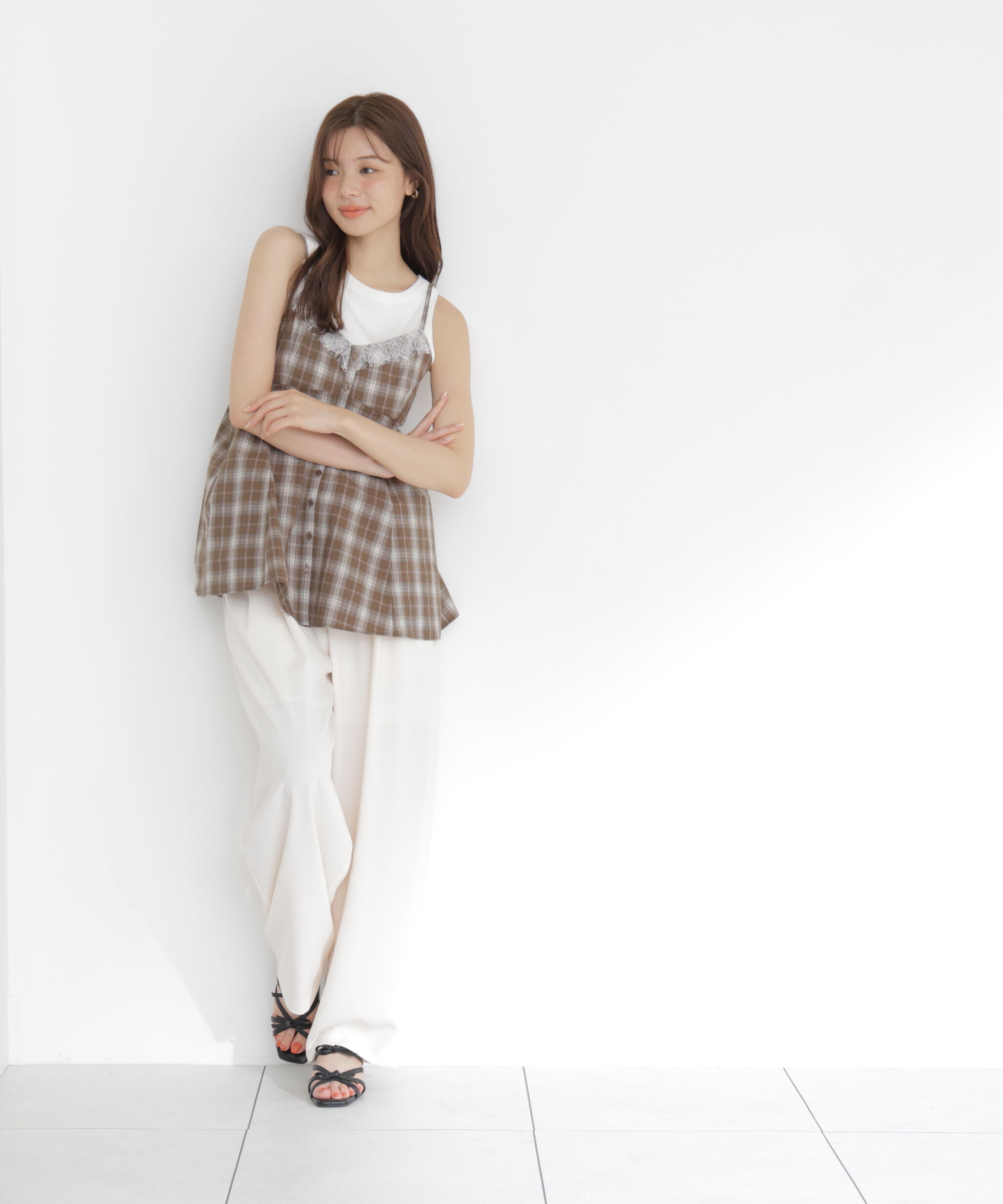 PROPORTION BODY DRESSING「＜中川紅葉さん着用＞〈a/mie〉レースペプラムタンク」|Tシャツ・カットソー|