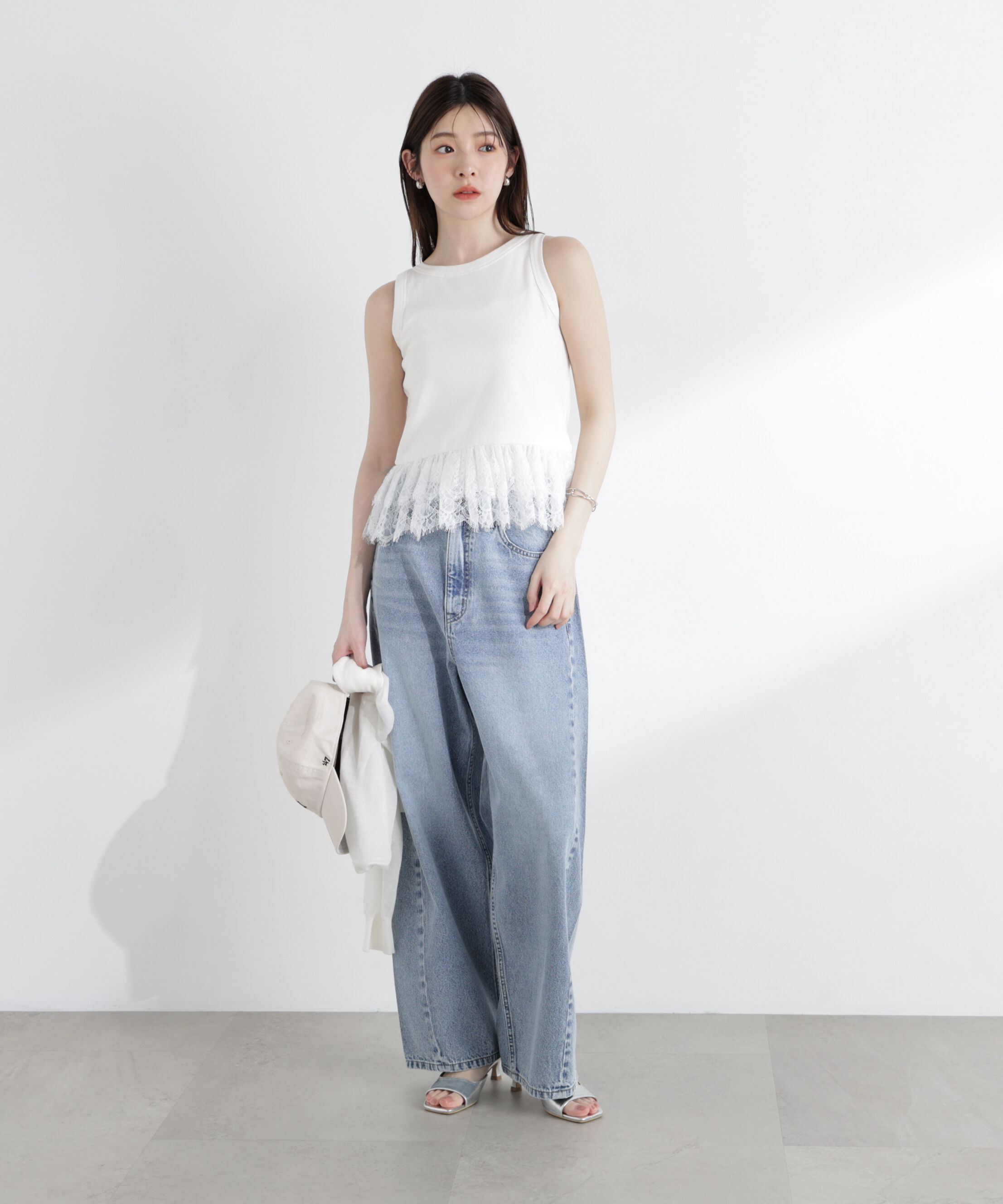 PROPORTION BODY DRESSING「＜中川紅葉さん着用＞〈a/mie〉レースペプラムタンク」|Tシャツ・カットソー|