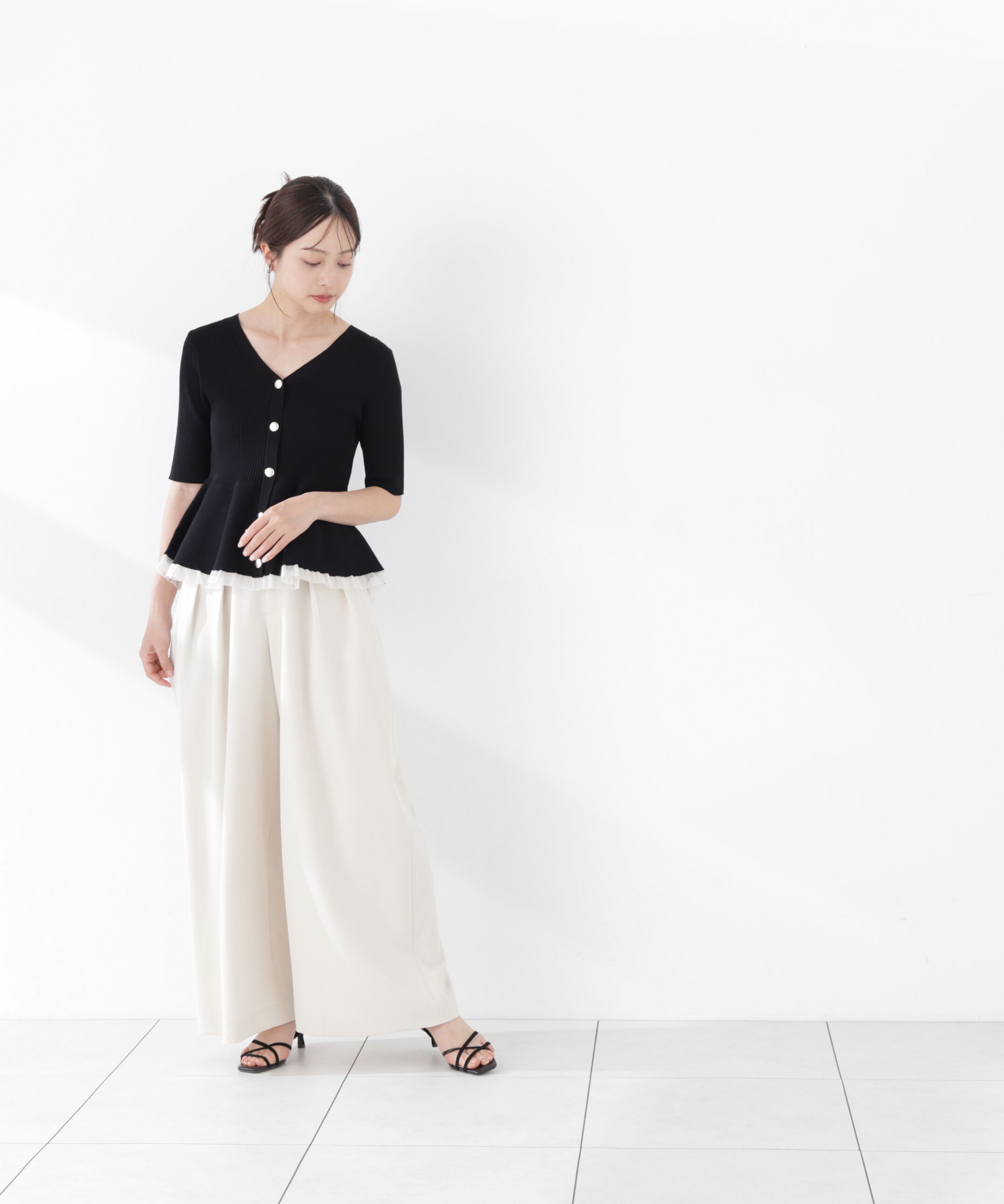 PROPORTION BODY DRESSING「部分シアーペプラムニット」|ニット・セーター|