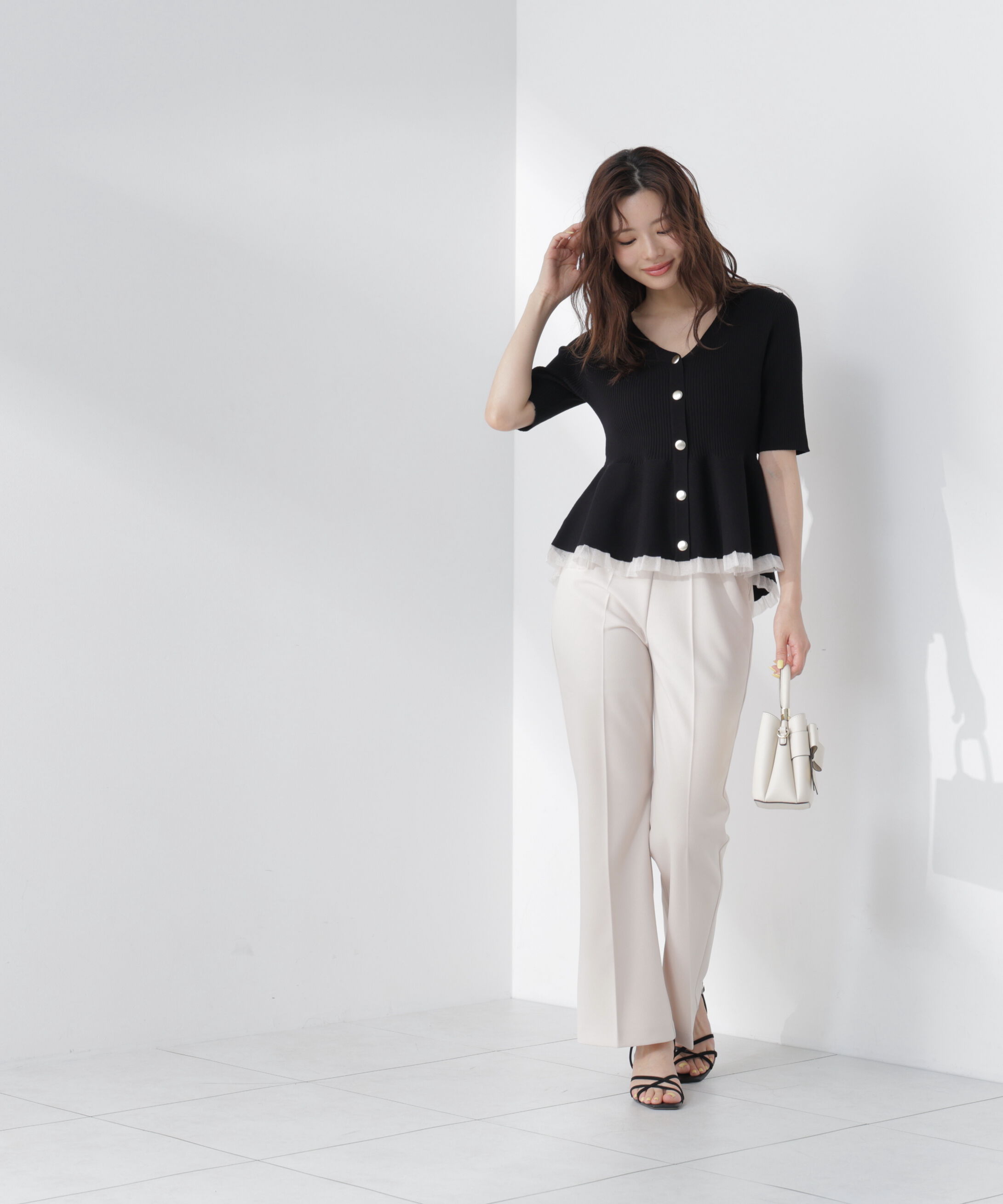 PROPORTION BODY DRESSING「部分シアーペプラムニット」|ニット・セーター|