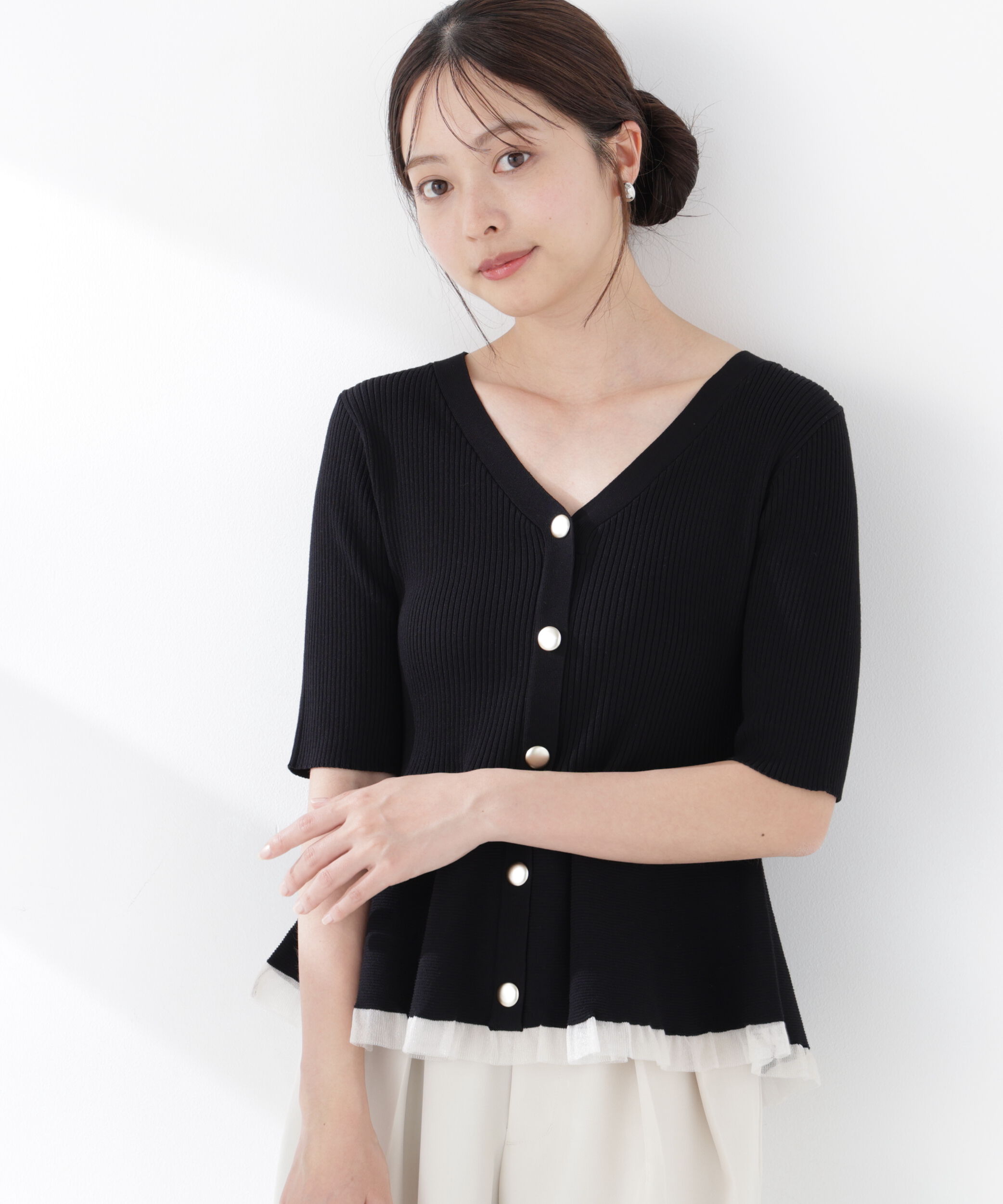PROPORTION BODY DRESSING「部分シアーペプラムニット」|ニット・セーター|