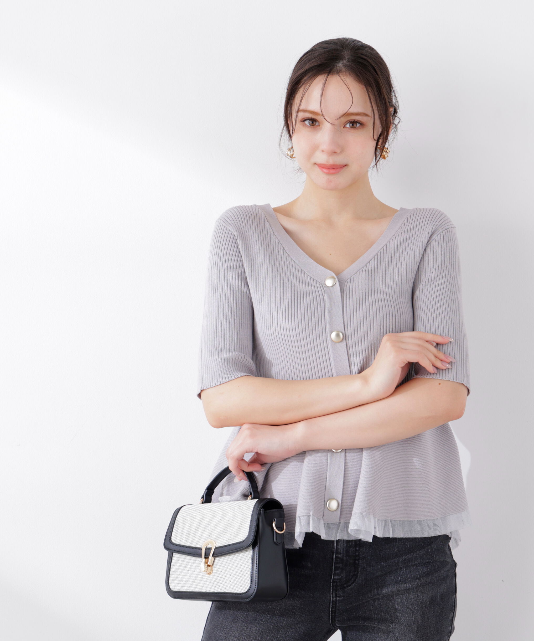 PROPORTION BODY DRESSING「部分シアーペプラムニット」|ニット・セーター|