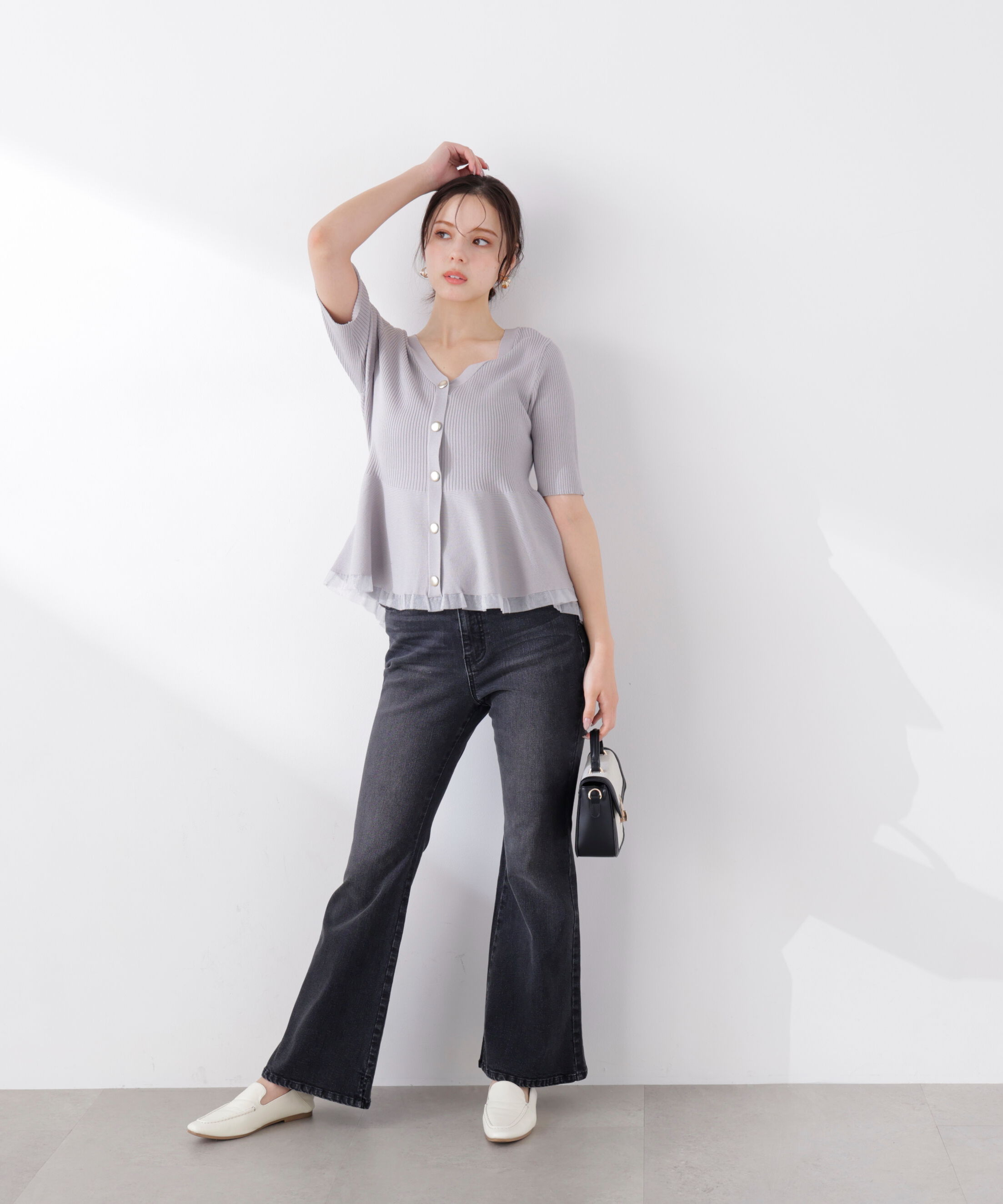 PROPORTION BODY DRESSING「部分シアーペプラムニット」|ニット・セーター|