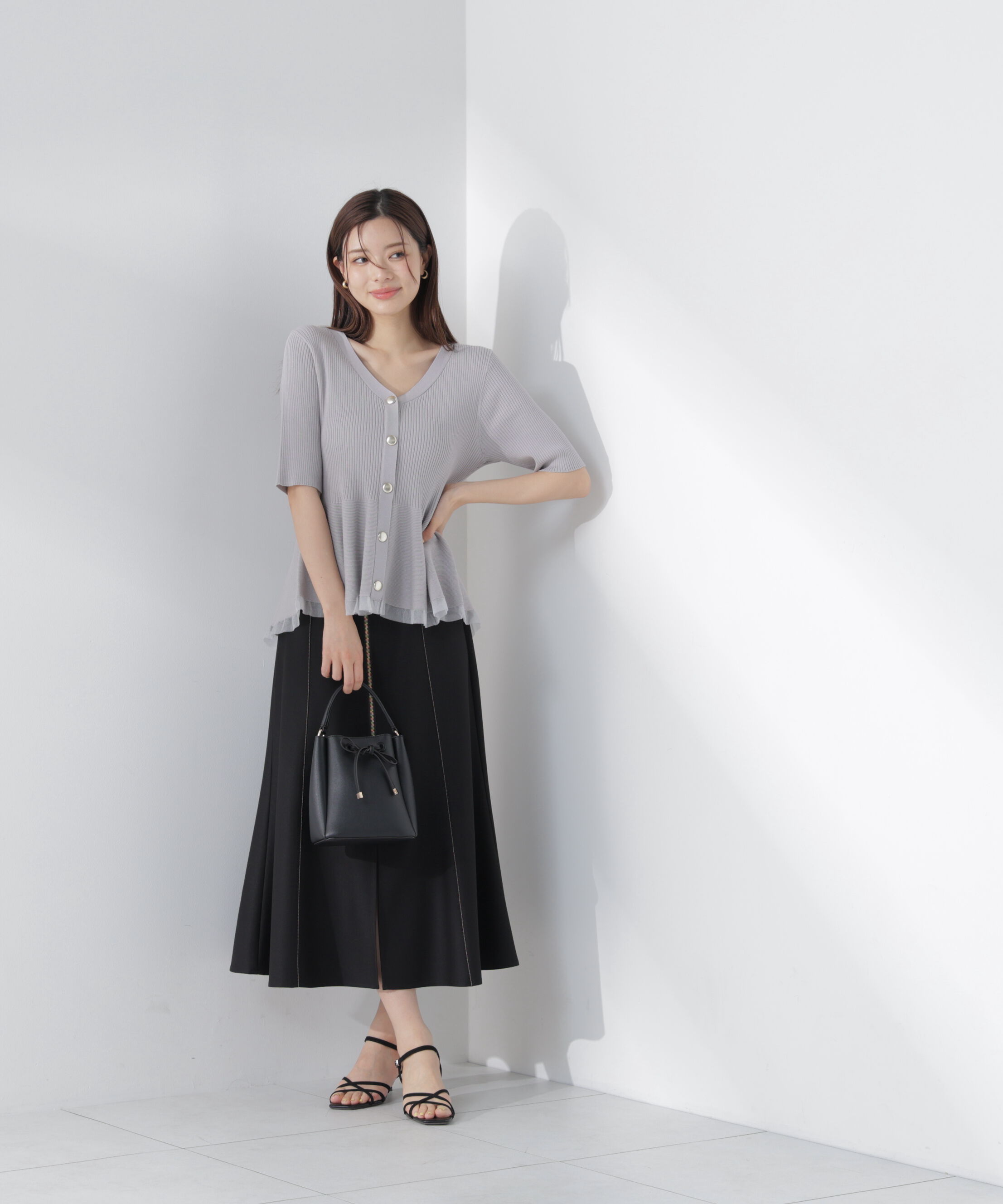 PROPORTION BODY DRESSING「部分シアーペプラムニット」|ニット・セーター|