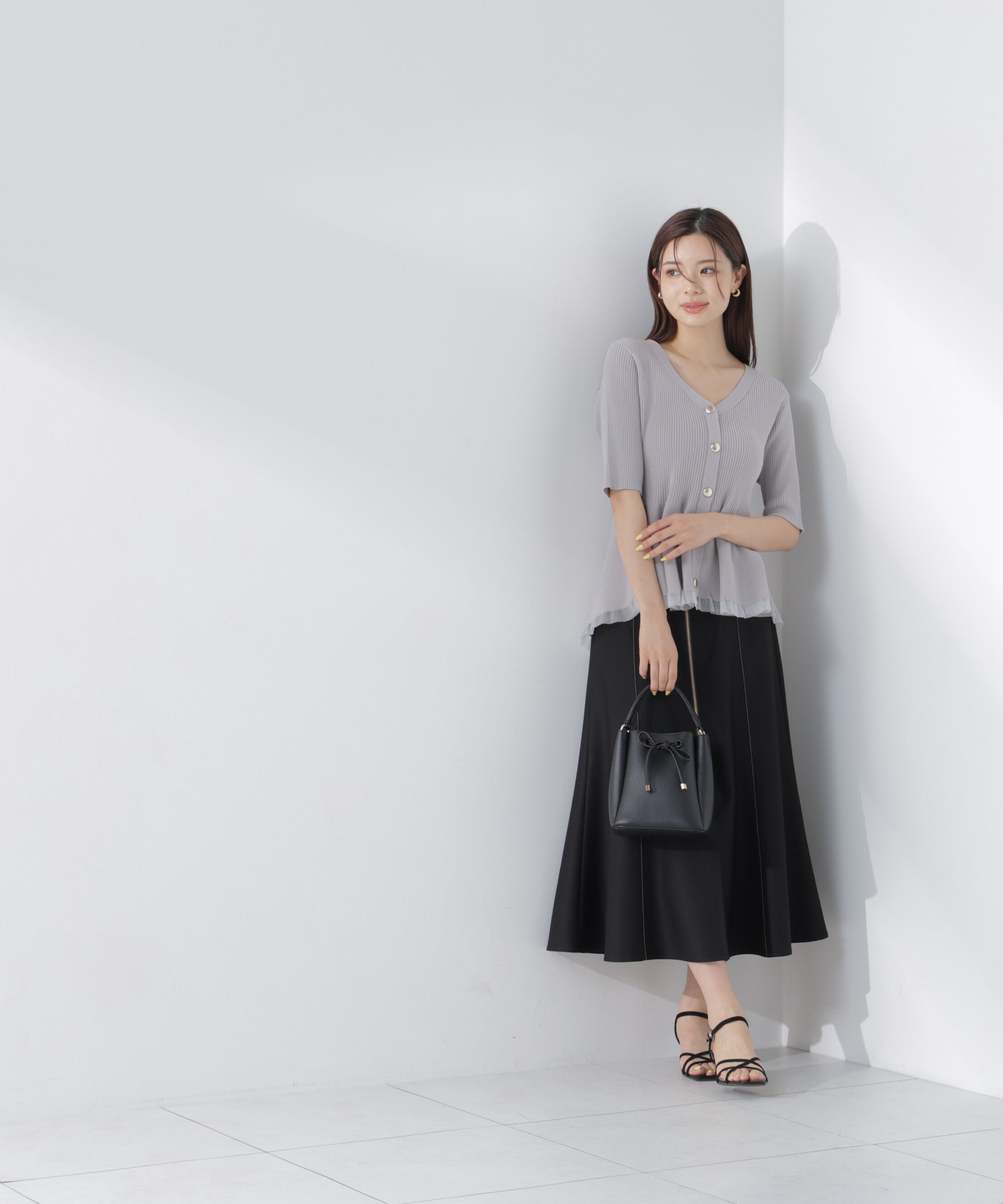 PROPORTION BODY DRESSING「部分シアーペプラムニット」|ニット・セーター|