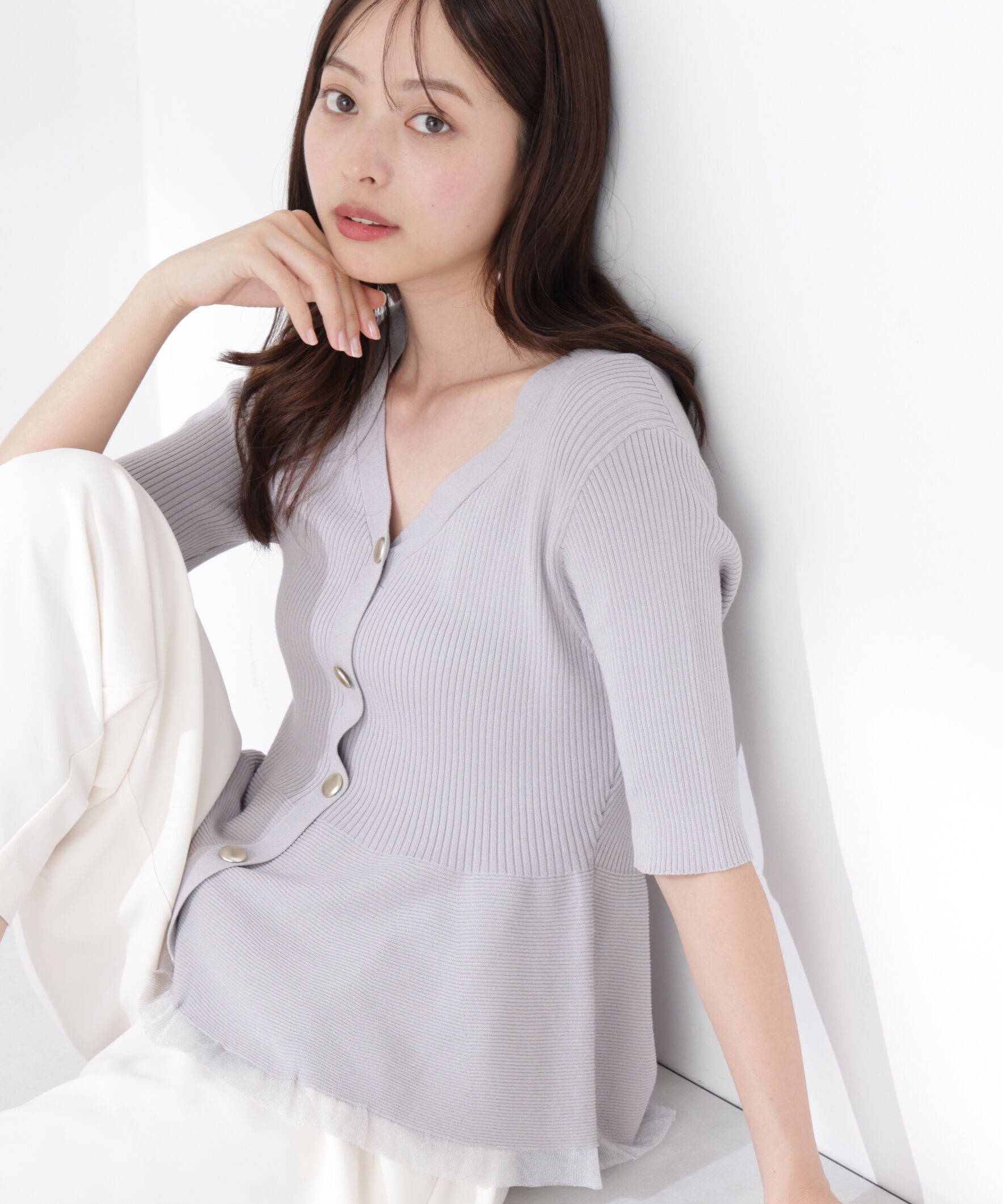 PROPORTION BODY DRESSING「部分シアーペプラムニット」|ニット・セーター|