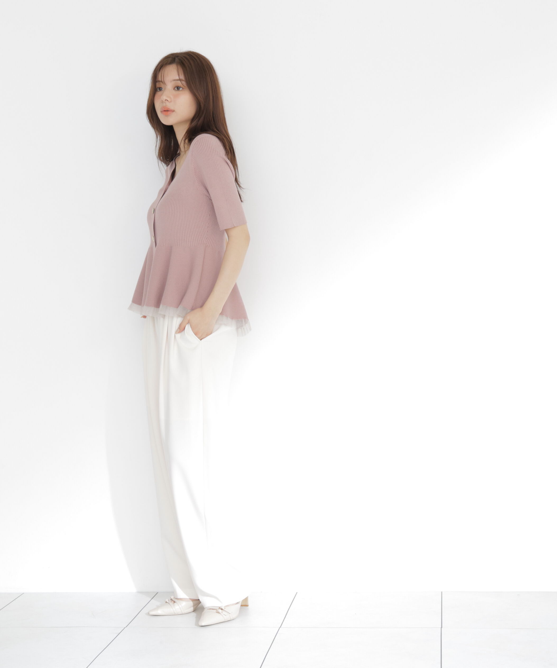 PROPORTION BODY DRESSING「部分シアーペプラムニット」|ニット・セーター|
