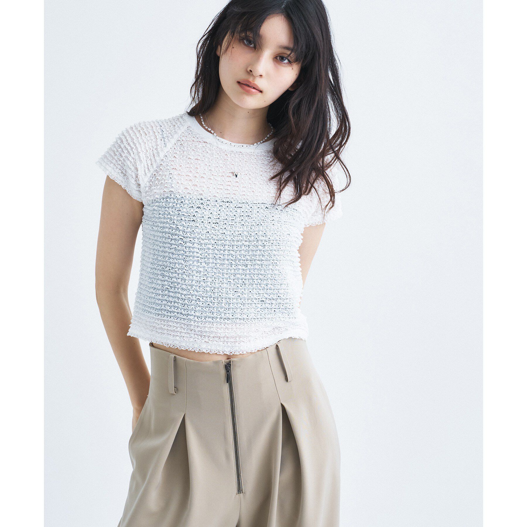 CODE A「frill mini tee」|Tシャツ・カットソー|ホワイト(001)