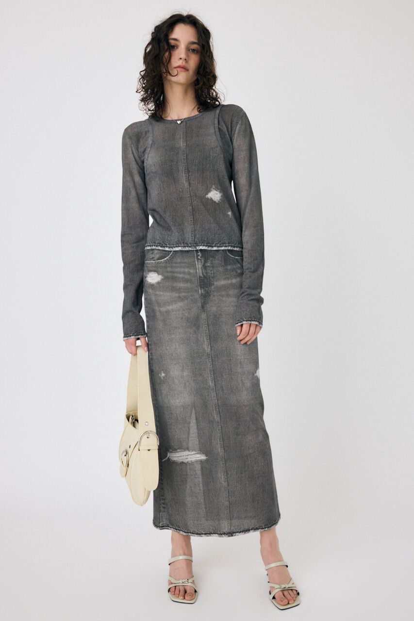 MOUSSY「DENIM PRINT TRANSPARENT スカート」|スカート|