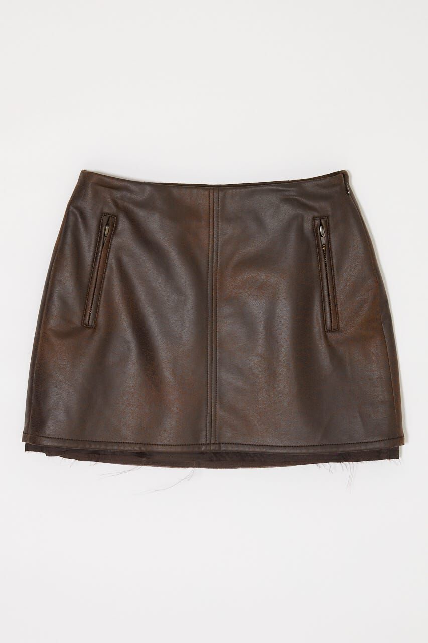MOUSSY「AGED F/LEATHER MINI  スカート」|スカート|