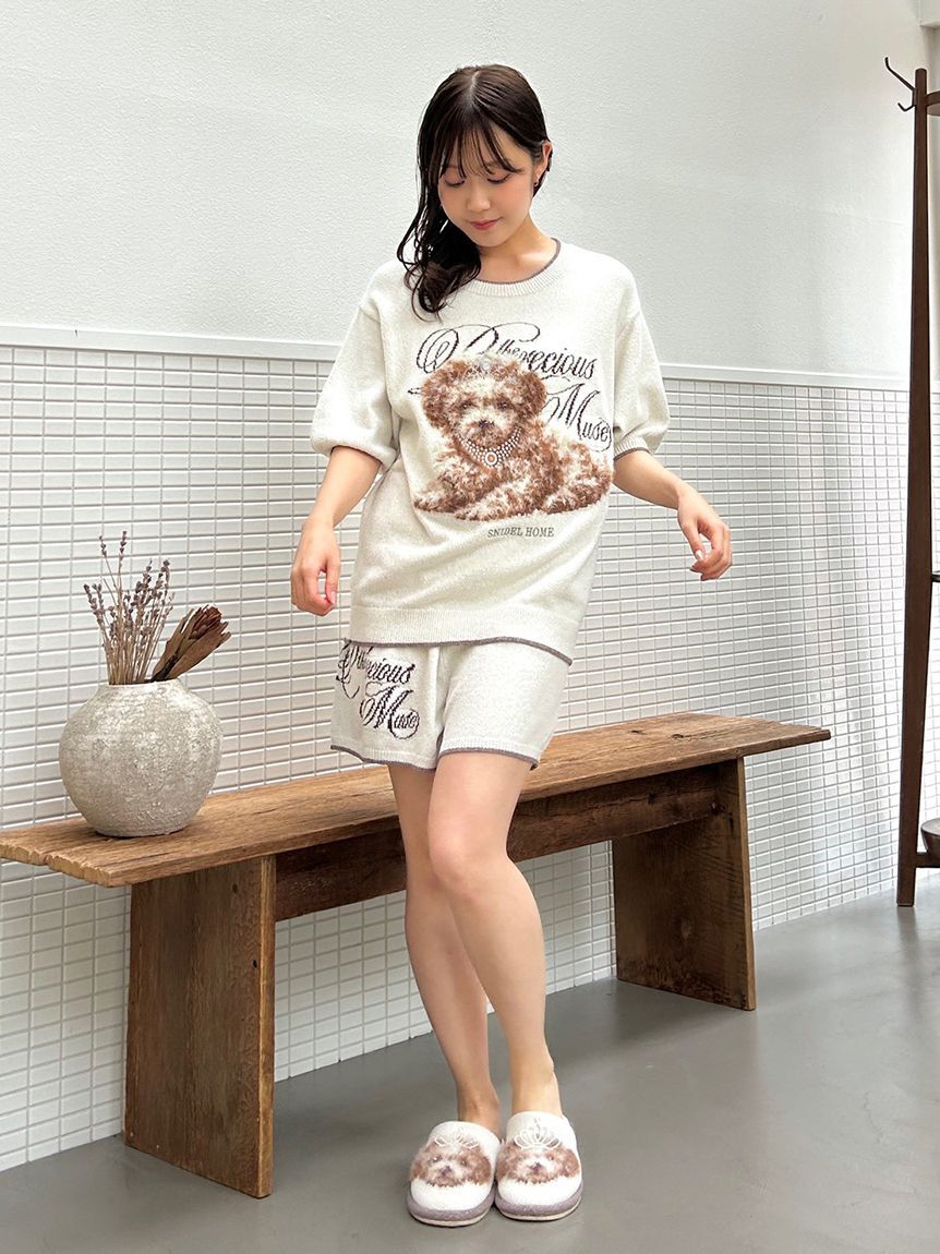 SNIDEL HOME「【WEB限定】【セット商品】DOGラメジャガードプルオーバー＆ショートパンツSET」|ルームウェア|