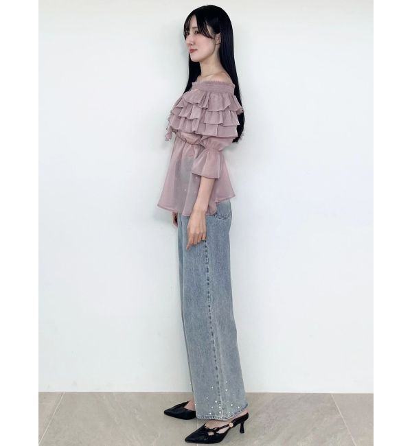 MERCURYDUO「パールデニムパンツ」|デニム|