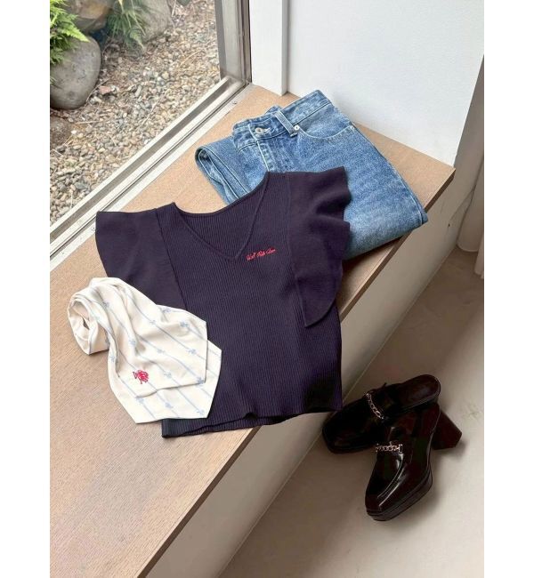 MERCURYDUO「U.S. POLO ASSN.別注スカーフセットラッフルリブニット」|ニット・セーター|