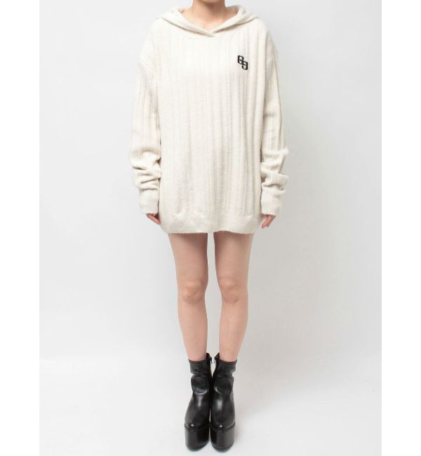 GYDA「ランダムリブGG HOODIEニットチュニック」|ワンピース|