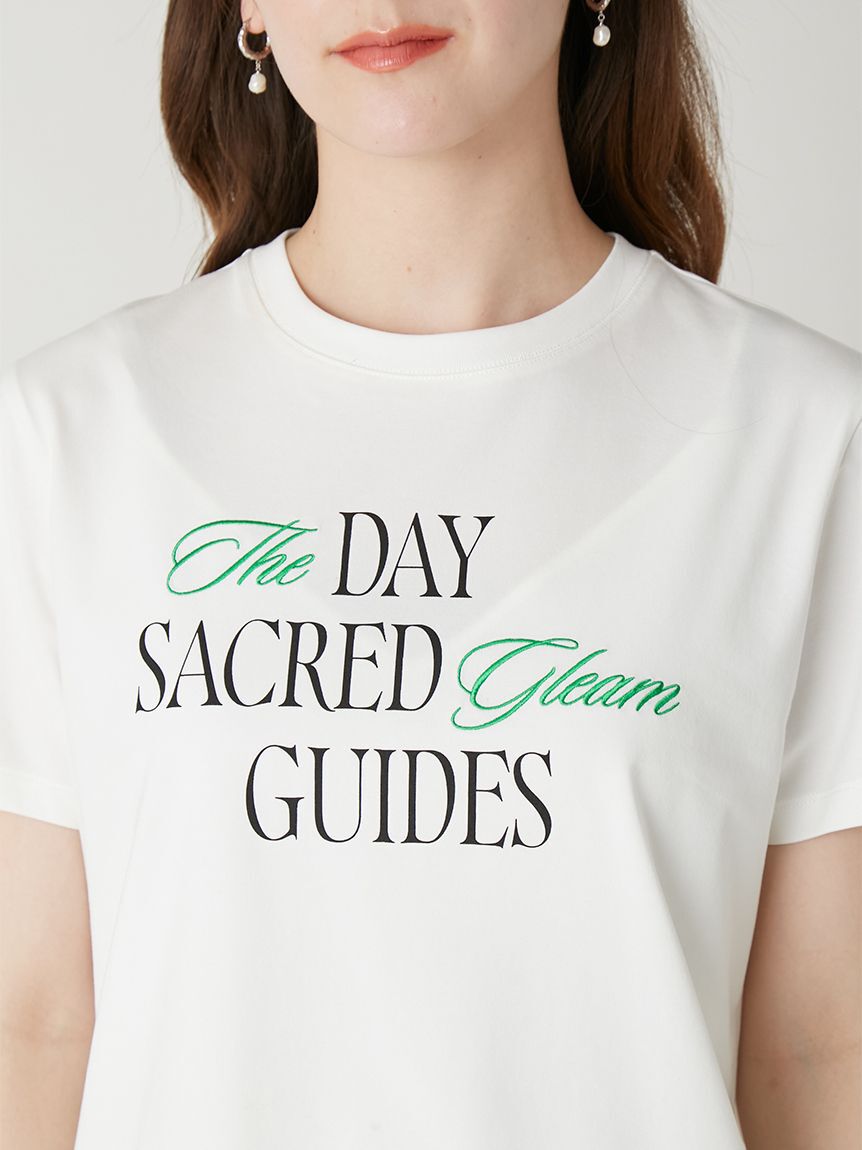 FRAY I.D「ロゴプリント刺繍Tシャツ／ウォッシャブル・防シワ」|Tシャツ・カットソー|
