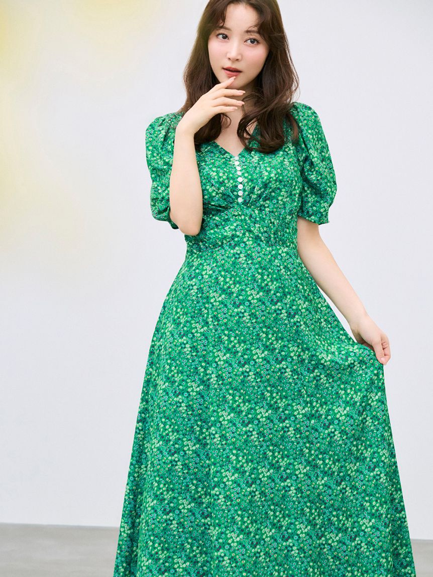 FRAY I.D「【FRAY I.D MADE WITH LIBERTY FABRIC】パフスリーブワンピース」|ワンピース|GRN