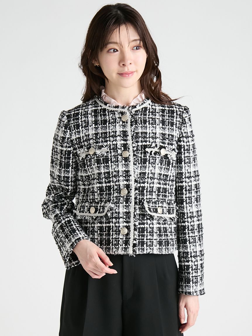CELFORD「【セットアップ対応】ミックスツイードジャケット」|テーラードジャケット|BLK