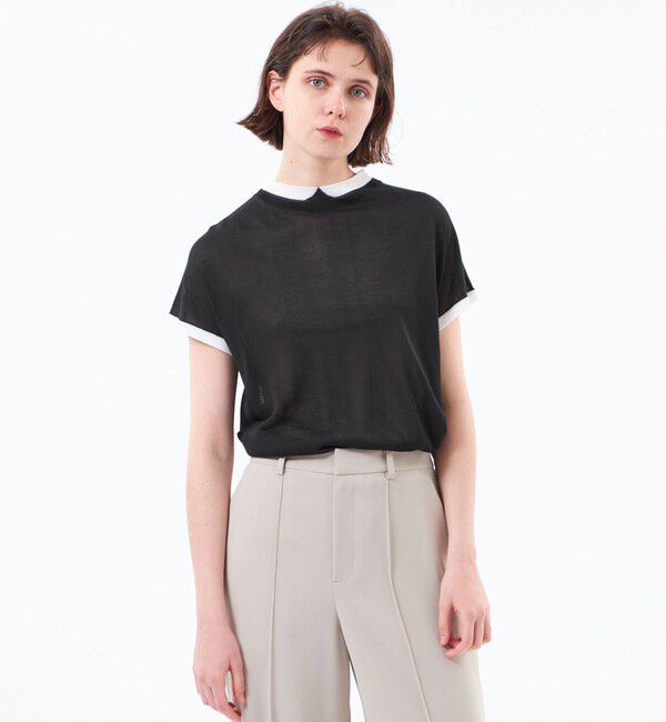 MACKINTOSH PHILOSOPHY「【Cleric Collar Knit(クレリックカラーニット)】シアードルマン」|ニット・セーター|ブラック