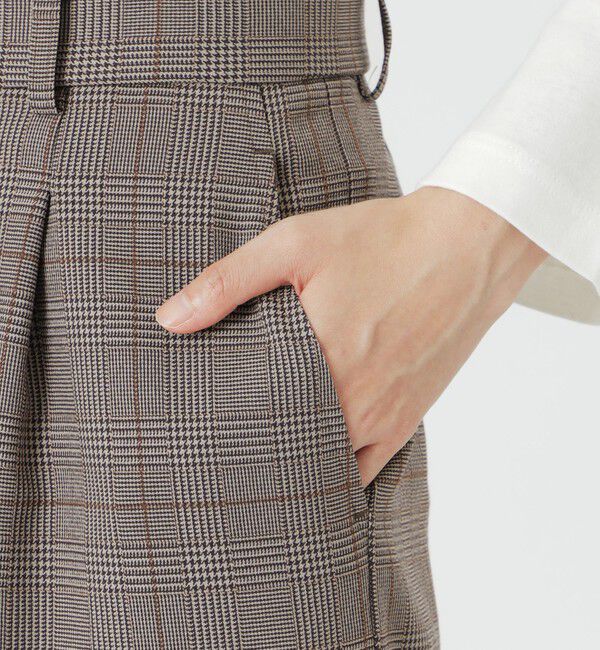  「グレンチェック ワイドストレートパンツ」|スラックス|