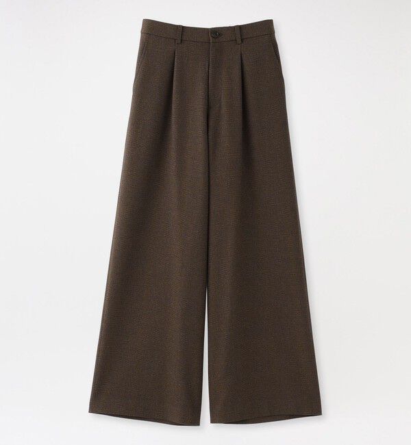  「グレンチェック ワイドストレートパンツ」|スラックス|ブラウン