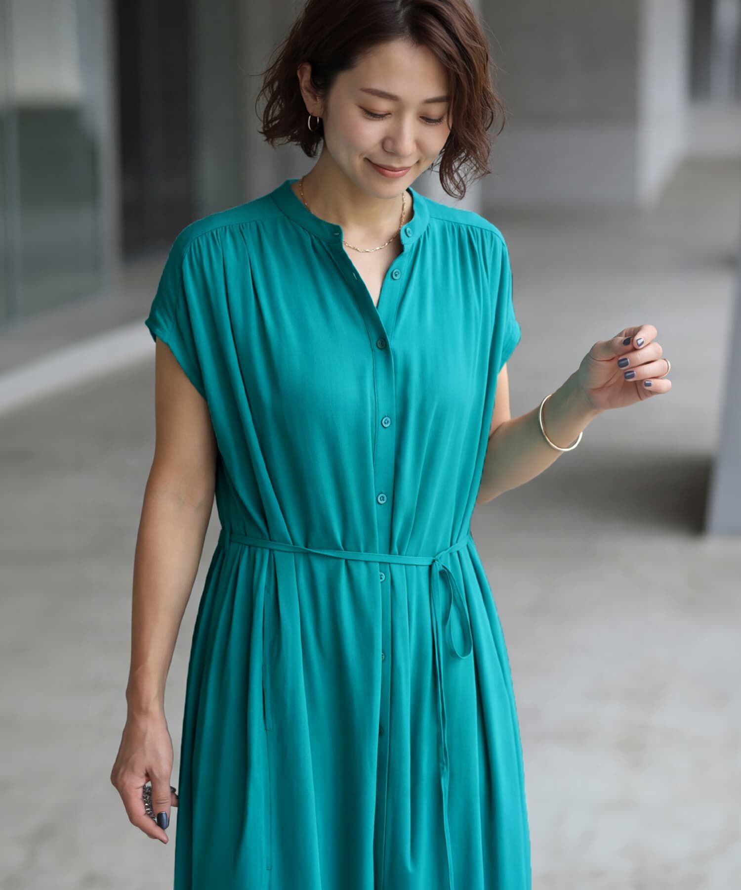 STYLE DELI「レーヨンバンドカラードレープワンピース」|ワンピース|