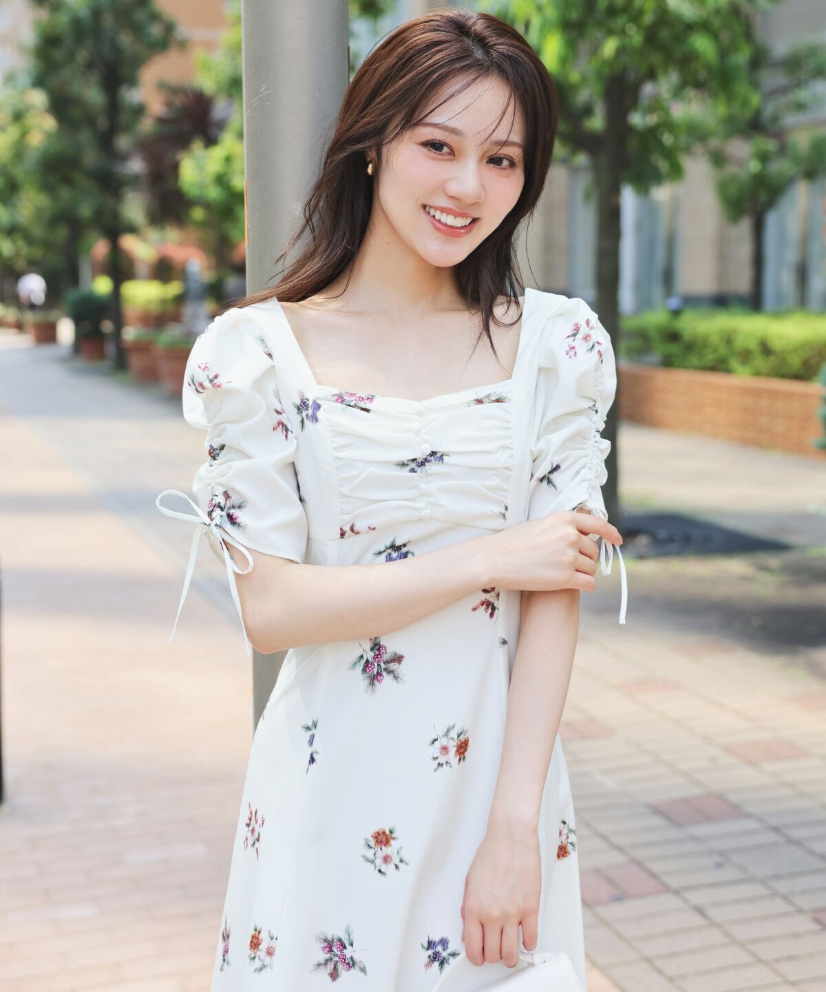 WILLSELECTION「フローラルベリープリントギャザースリーブワンピース」|ワンピース|