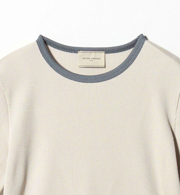 UNITED ARROWS「リブ バイカラーパイピング 五分袖 Tシャツ」|Tシャツ・カットソー|