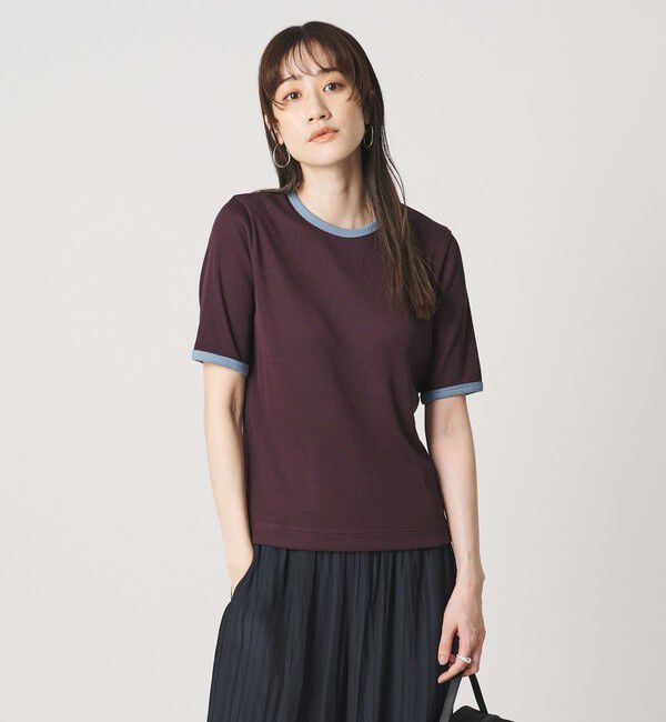 UNITED ARROWS「リブ バイカラーパイピング 五分袖 Tシャツ」|Tシャツ・カットソー|