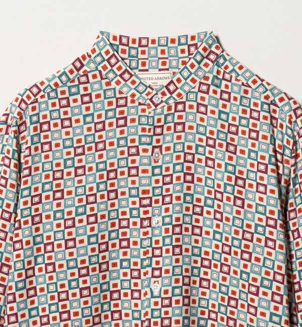UNITED ARROWS「ジオメトリック プリント バンドカラーシャツ」|シャツ・ブラウス|