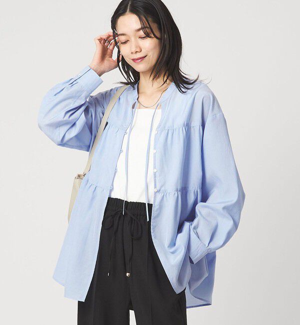 UNITED ARROWS green label relaxing「ボリューム ギャザー ハオリ ブラウス UVカット 接触冷感」|シャツ・ブラウス|LT.BLUE