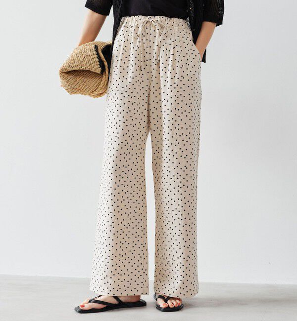 UNITED ARROWS green label relaxing「BREEZE LINEN ブリーズリネン ワイド パンツ オフホワイト ドット」|その他|その他1